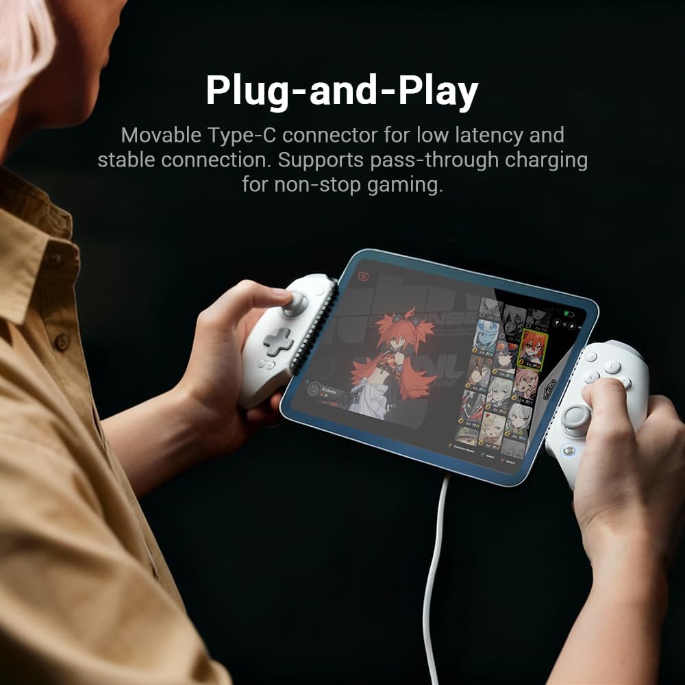 Detalle de GameSir G8 Plus MFi Phone Controller for iPhone 15/16/17, iPad mini & Android (USB-C) with Hall Effect sticks