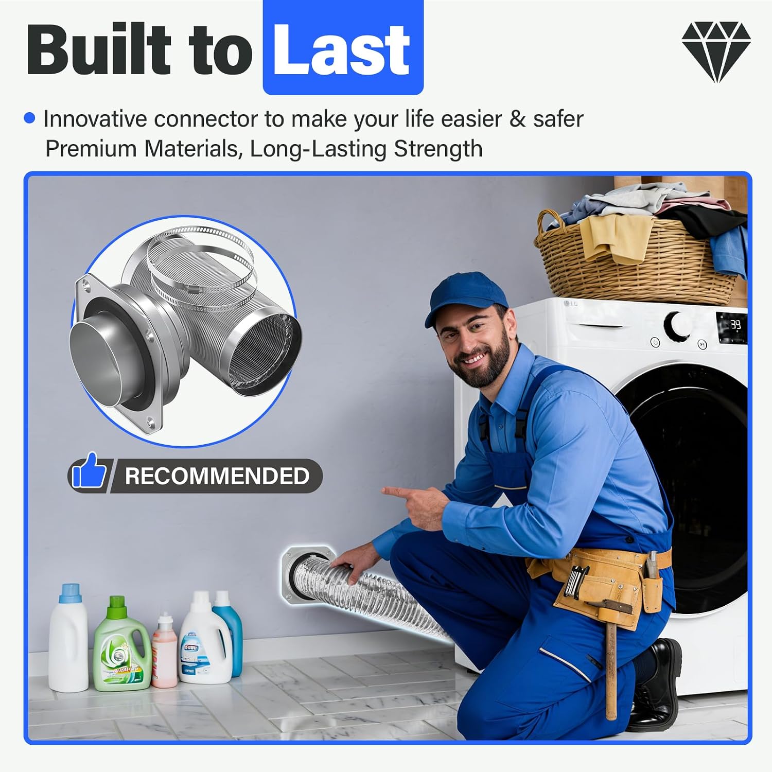 Detalle 2 de Drfilty MV-180 Magnetic Dryer Vent Connector Kit, 4-Inch Hose
