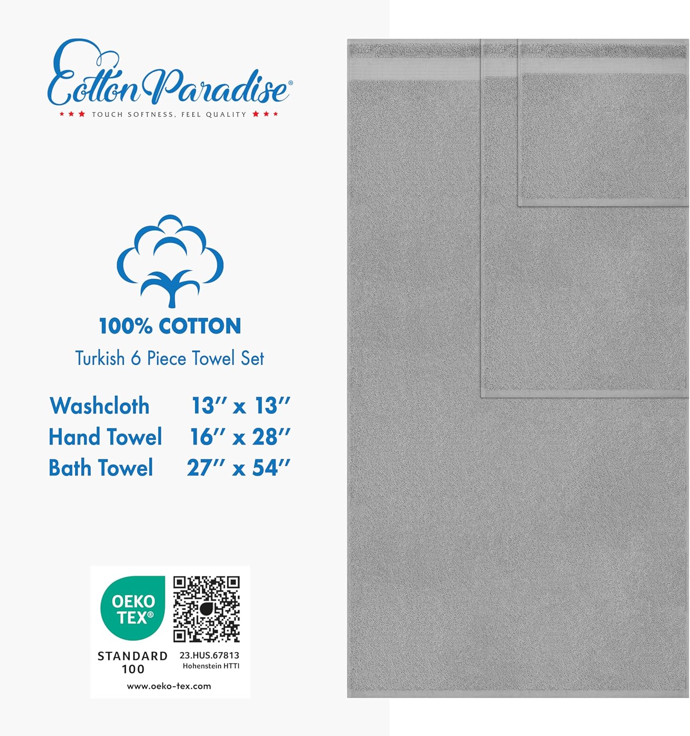 Thumbnail 3 de Cotton Paradise 6-Piece Towel Set 6 pcs, 100% Cotton