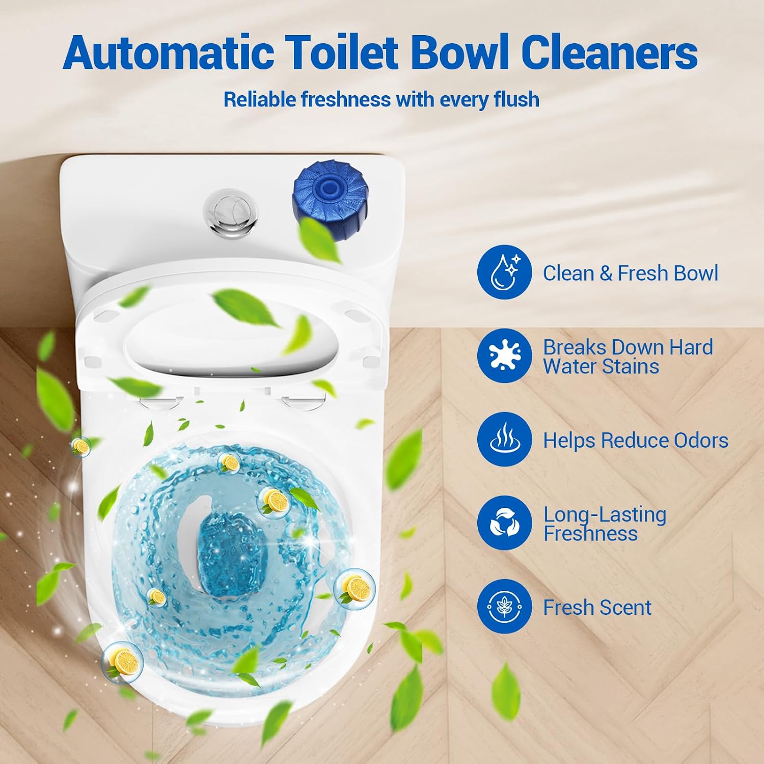 Detalle de LACRTOPE Toilet Bowl Cleaner Tablets, 15-Pack, Automatic Tank Cleaning, Lemon Scent