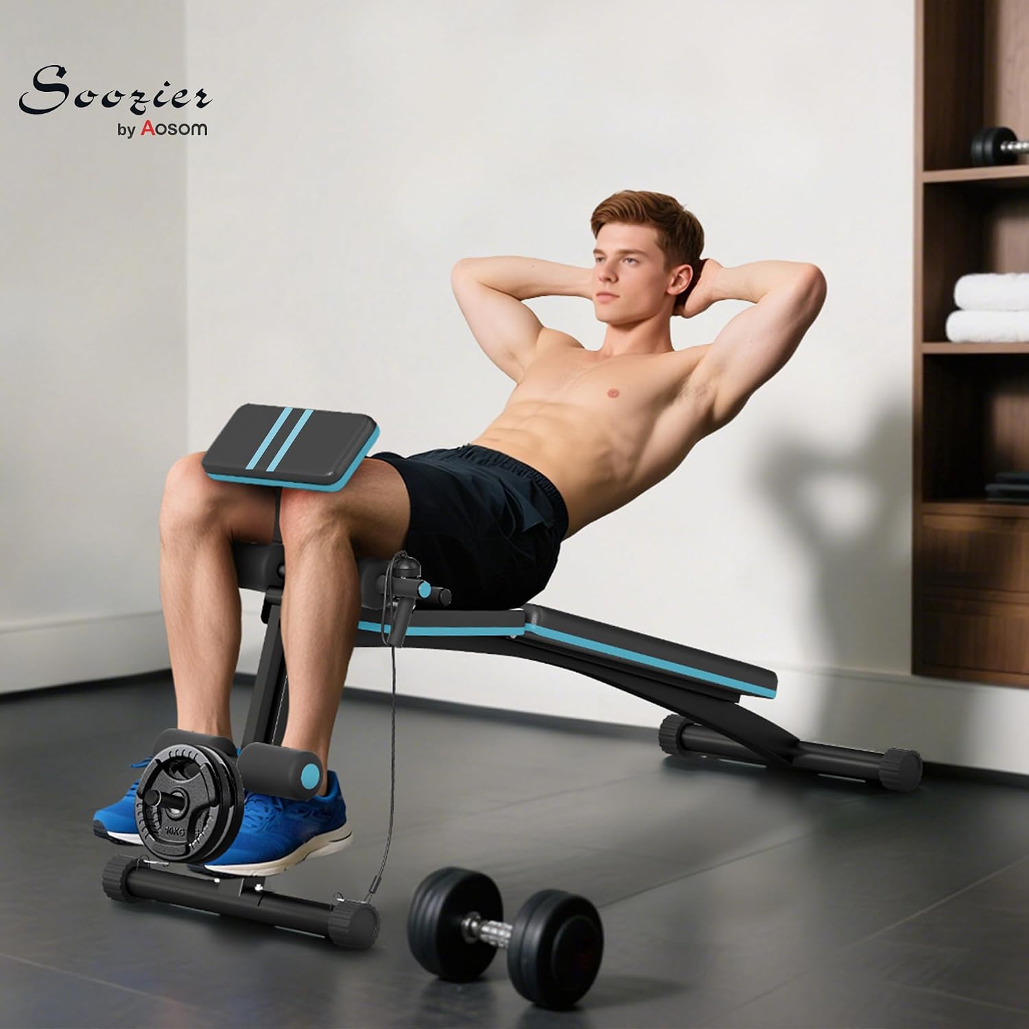 Detalle 2 de Soozier A91-062V00BU Adjustable Weight Bench, Foldable with 7 Incline Positions