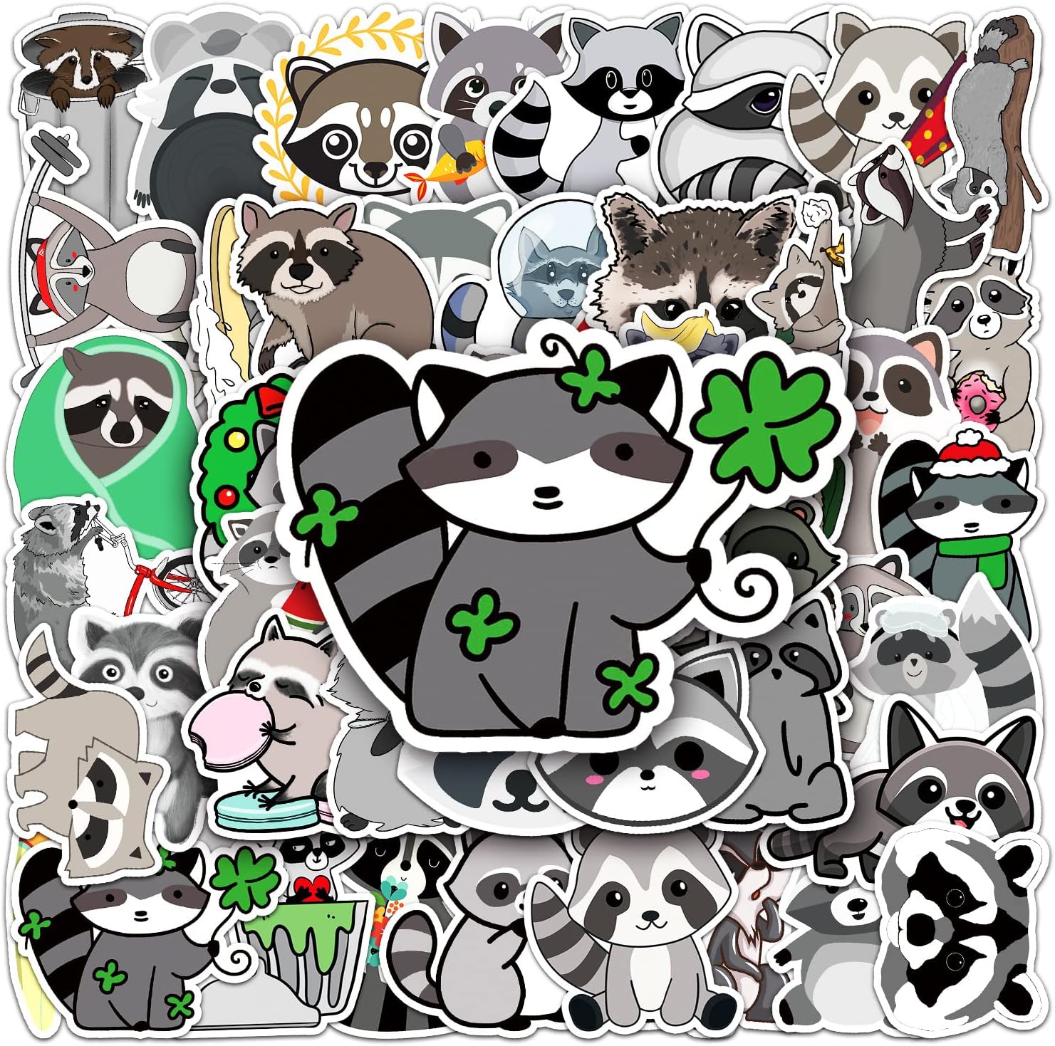 Thumbnail 4 de Bric Dodo 50 Stück Raccoon Aufkleber Set – wasserdichtes Vinyl für Laptop, Auto, Skateboard & mehr