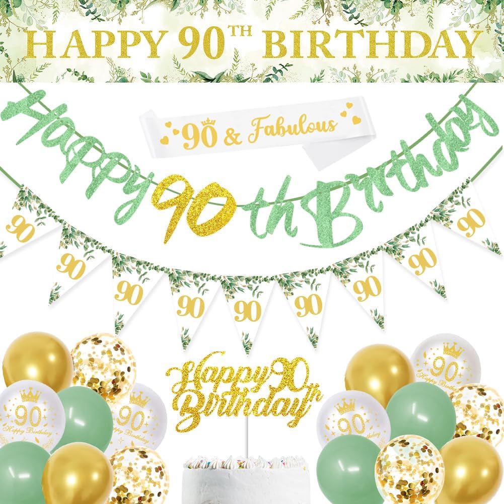 Sage Green 90th Birthday Party Decorations 🎈