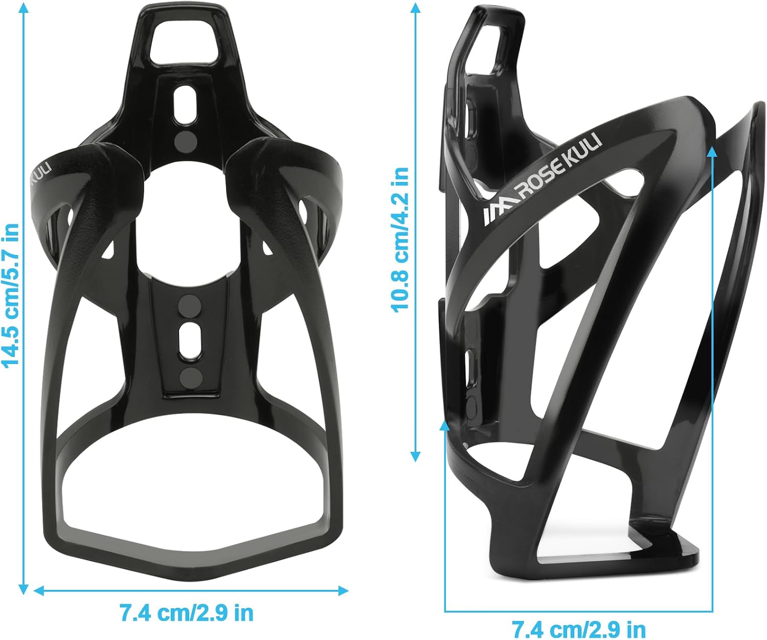 Detalle 2 de Rose Kuli Flaschenhalter Fahrrad (2er-Set) – Getränkehalter für MTB & Rennrad in Schwarz