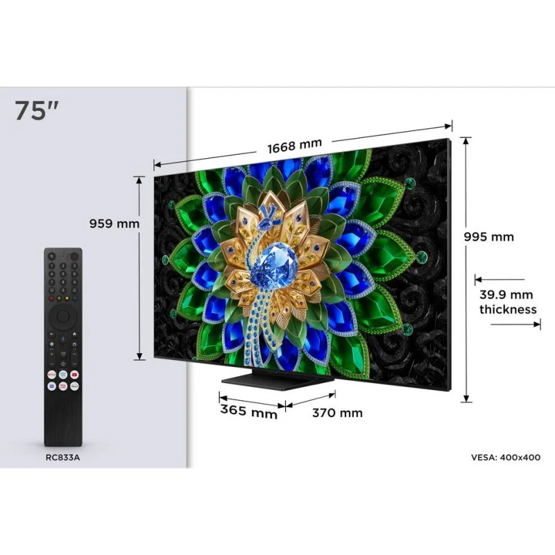 Detalle de TCL televisor QD Mini LED 75 pulgadas