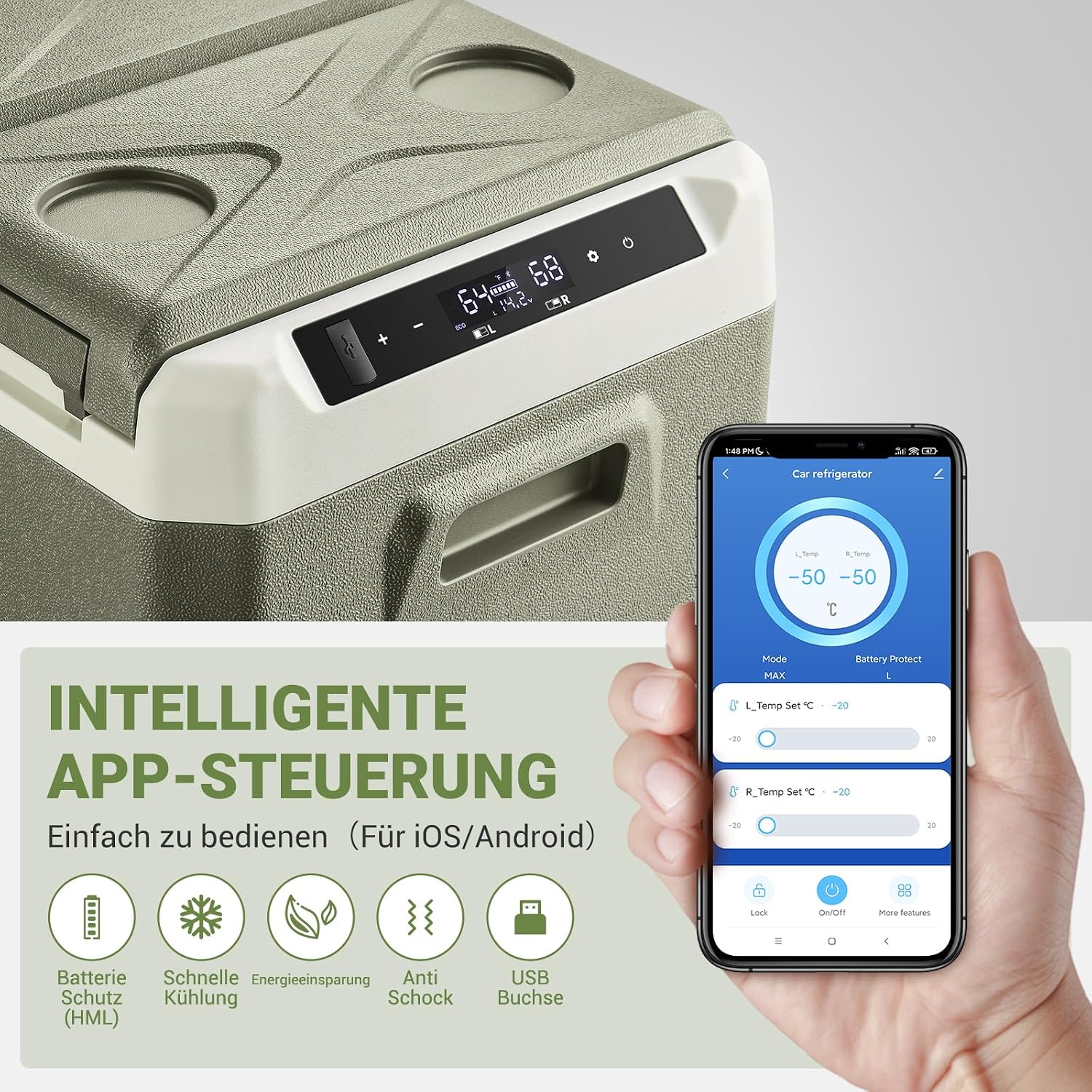 Detalle de AAOBOSI Kompressor-Kühlbox 40L Dual Zone