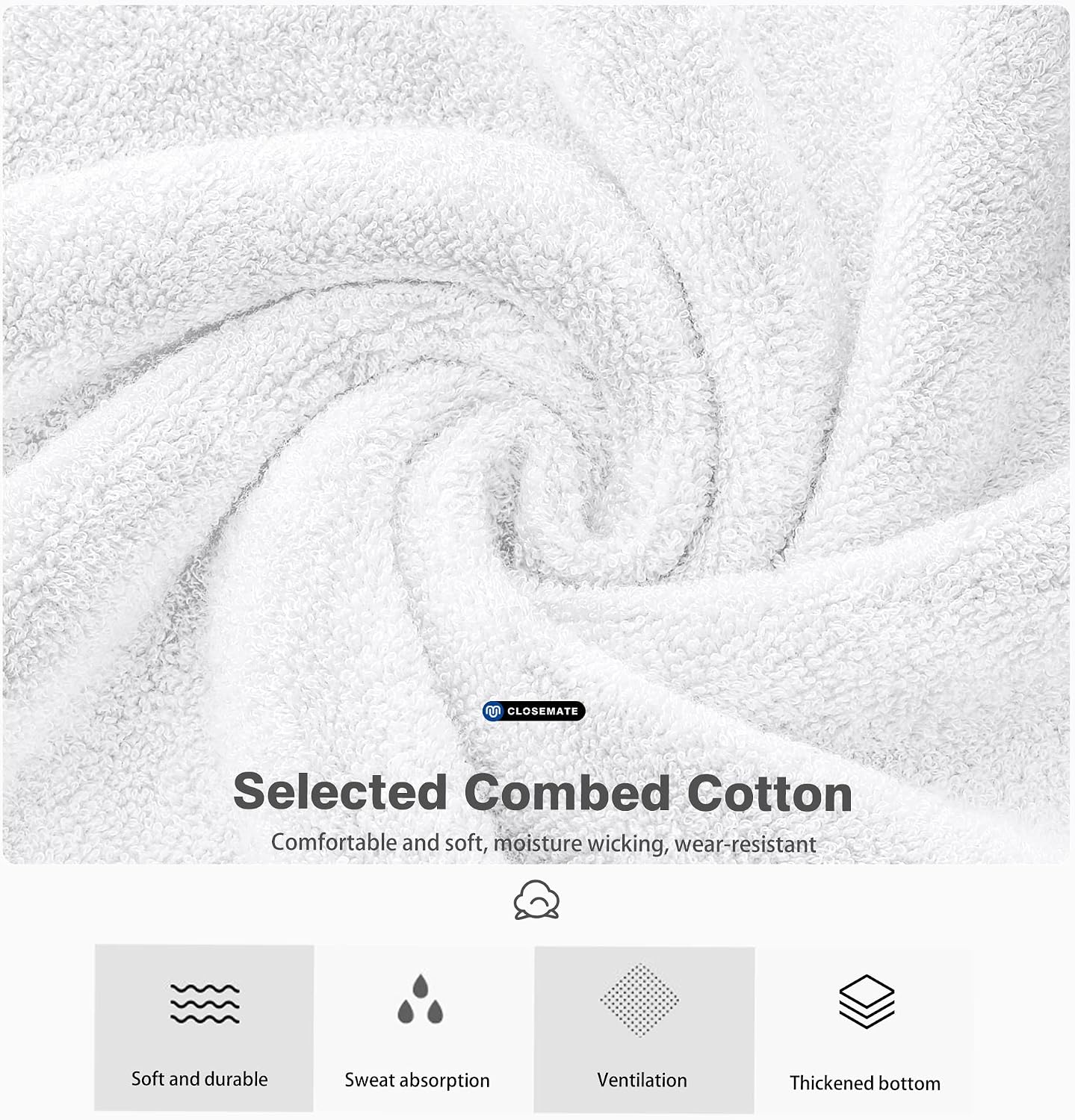 Detalle de CLOSEMATE 7 Pairs Ankle Trainer Socks (cushioned, breathable, non-slip tab) in white