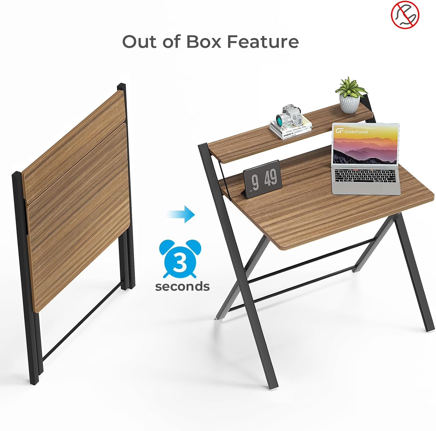 Detalle 2 de GreenForest Folding Desk 77 x 70 cm