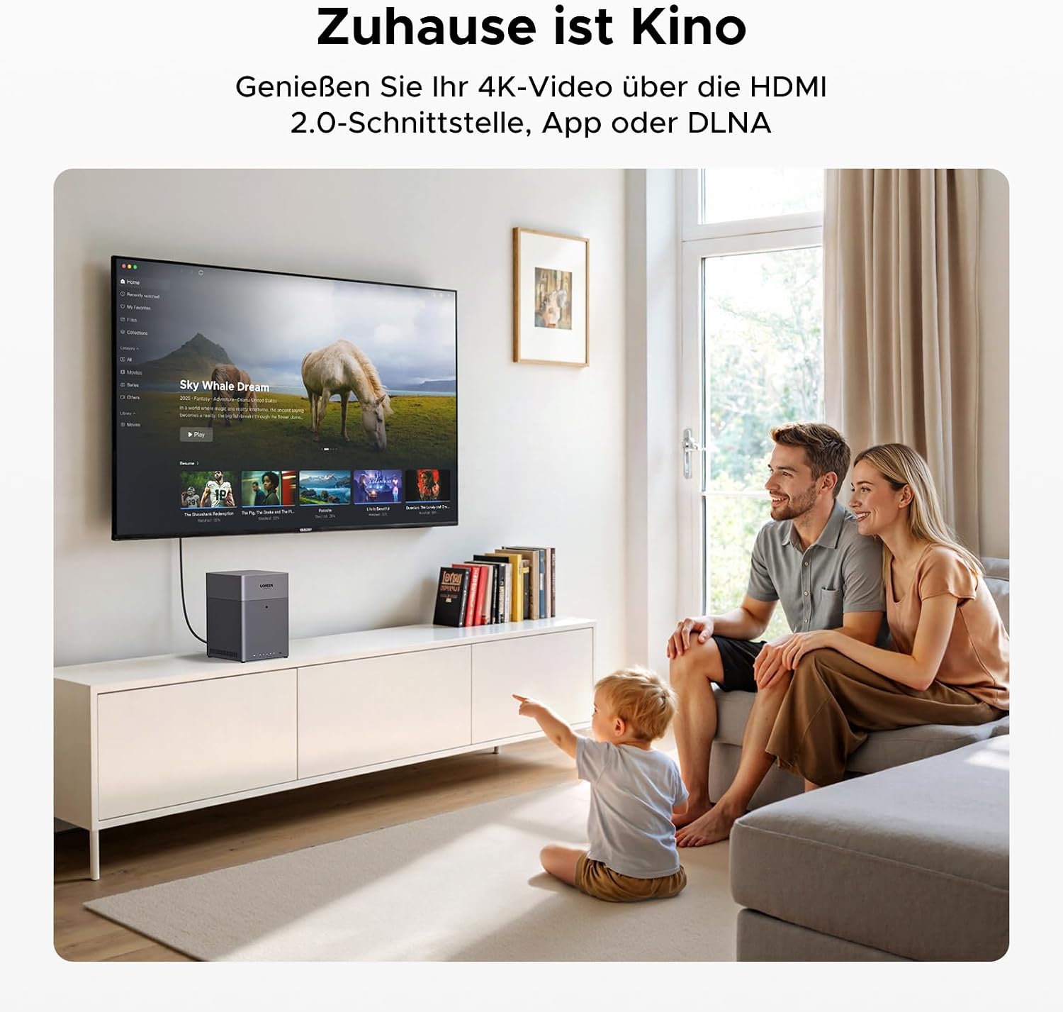 Detalle 2 de UGREEN NASync DH4300 Plus: 4-Bay Desktop NAS mit 2,5 GbE, NFC und KI-Familienalbum (Ohne HDD)