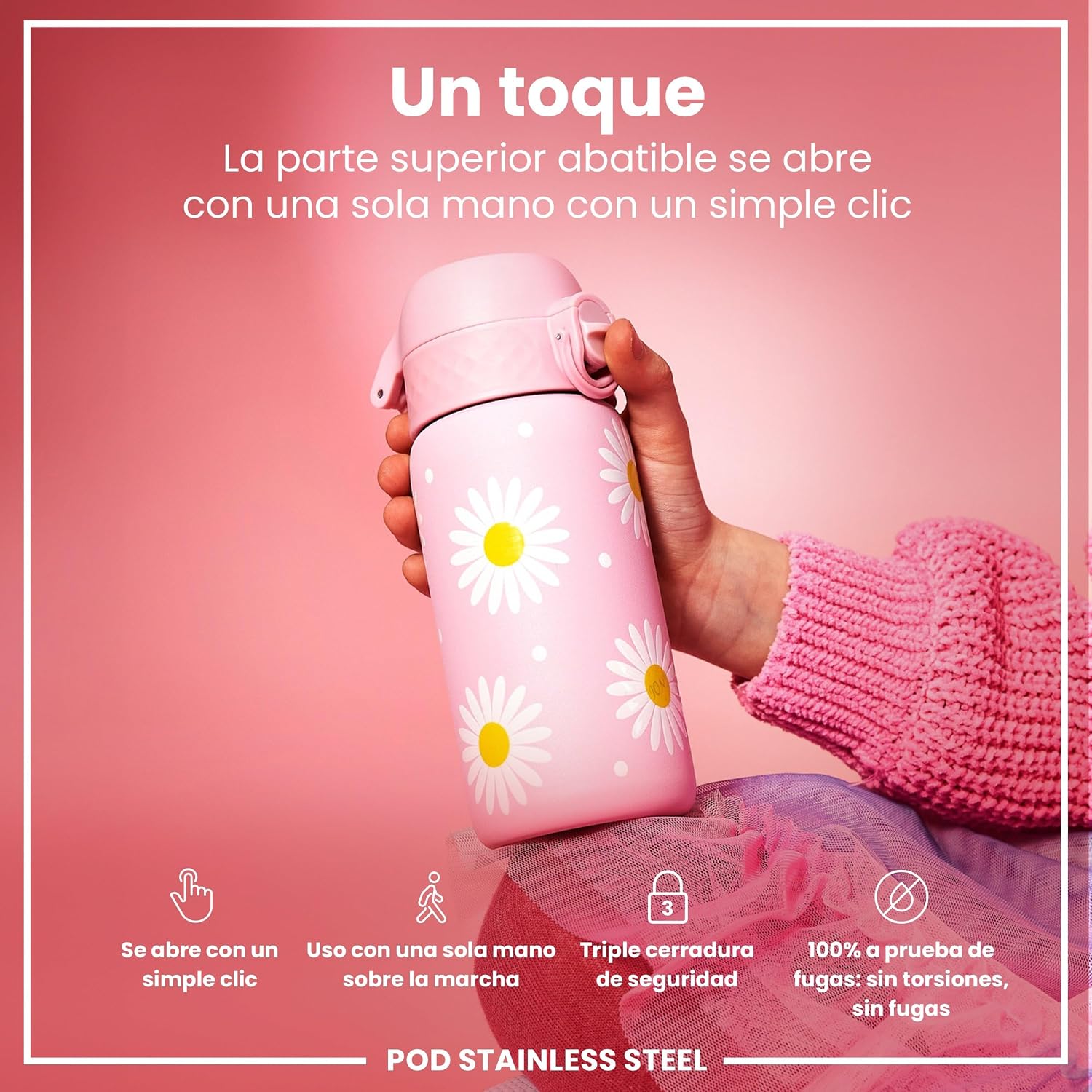 Detalle de ion8 Botella Agua Inox para Niños 400ml 🚰 Sin Aislamiento