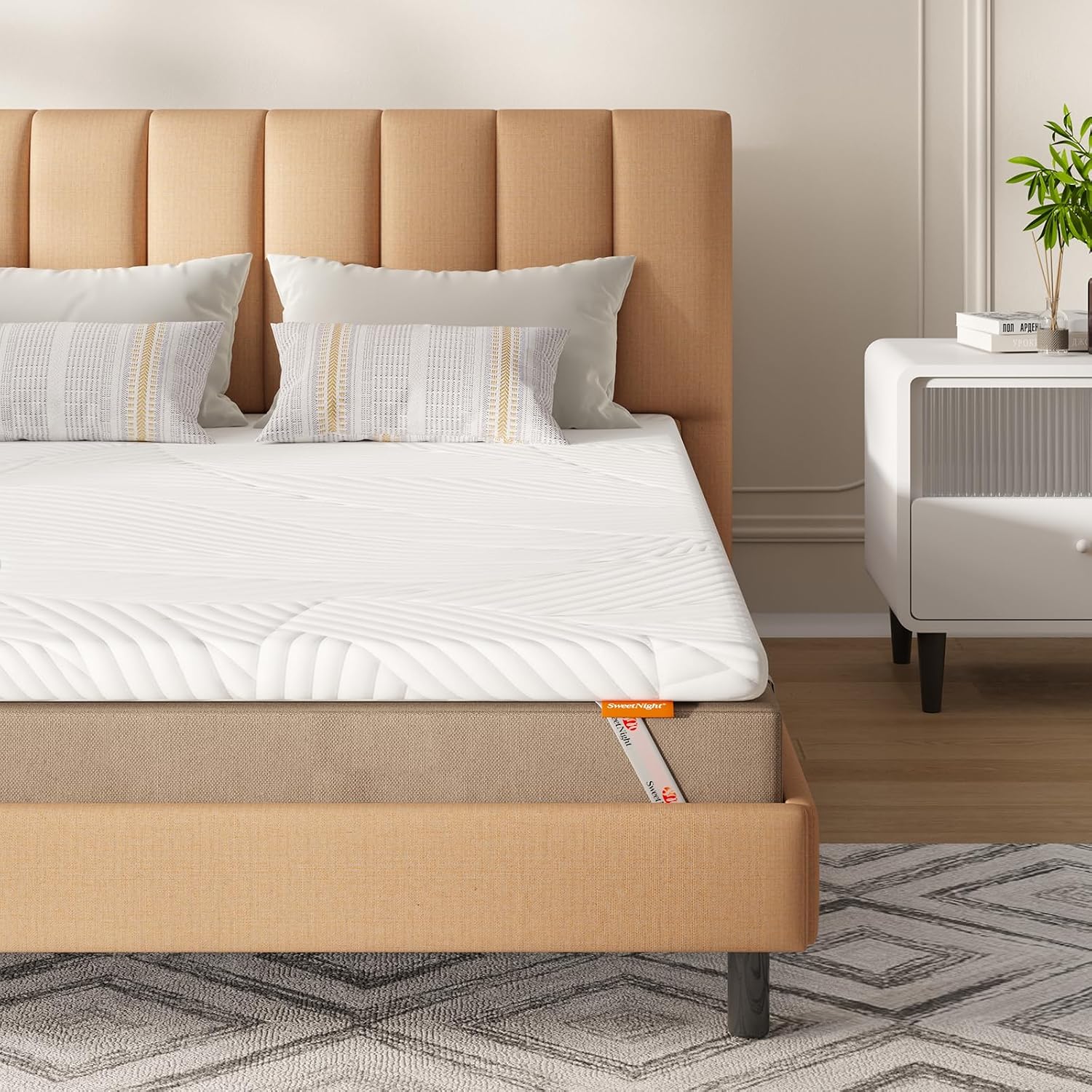 Detalle de Sweetnight Topper Materasso 160x200 cm in memory gel 5 cm: comfort, traspirabilità e manutenzione facile