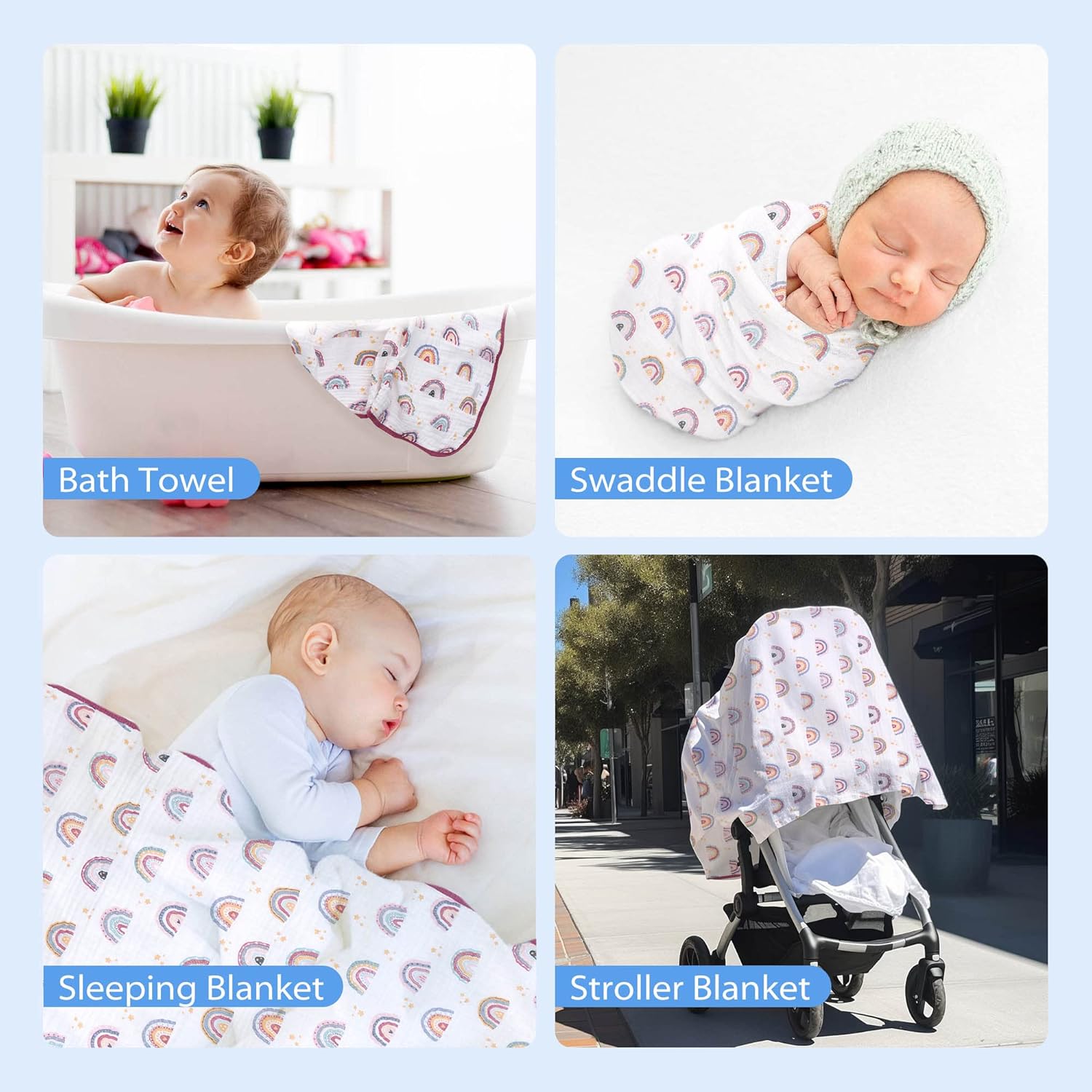 Thumbnail 5 de Miracle Baby Musselin Decke Sommer – Puck- und Krabbeldecke aus Baumwolle, 150 cm Länge