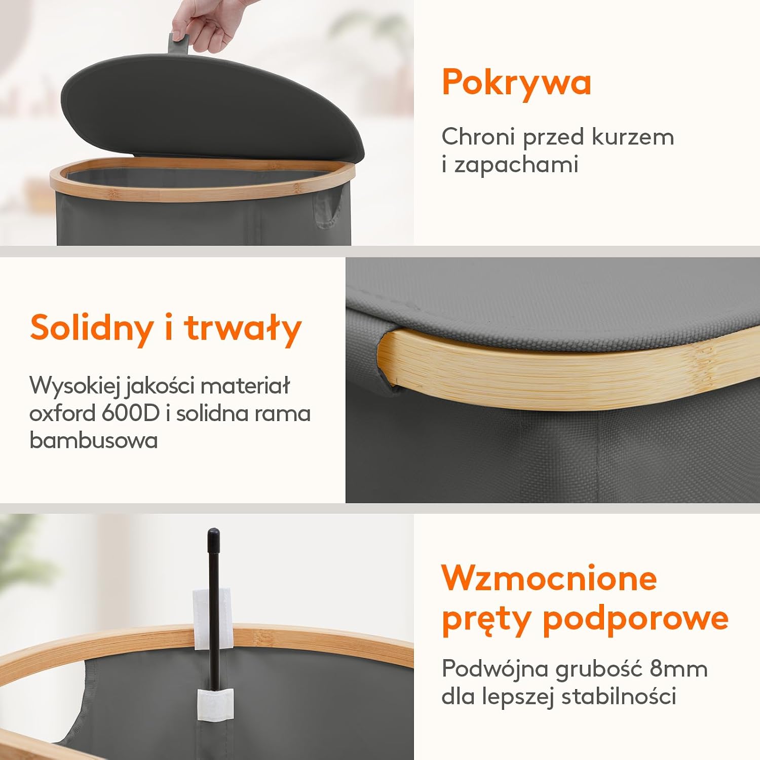 Detalle de Lifewit 24302 – 2 kosze na pranie 85 l z pokrywą i wyjmowanymi workami