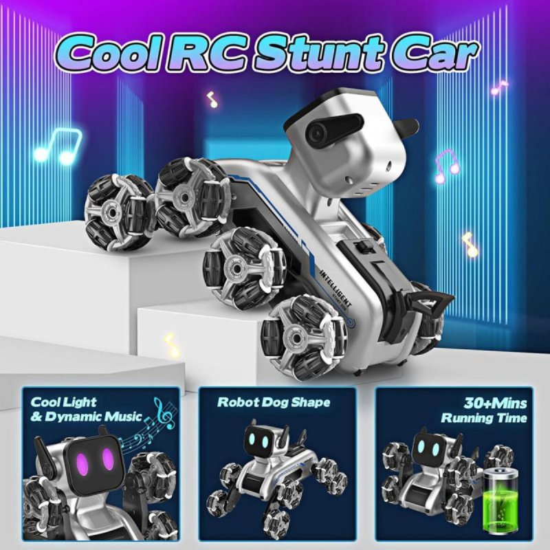 Detalle de Klack Robot Perro RC 8WD, acrobacias y luces
