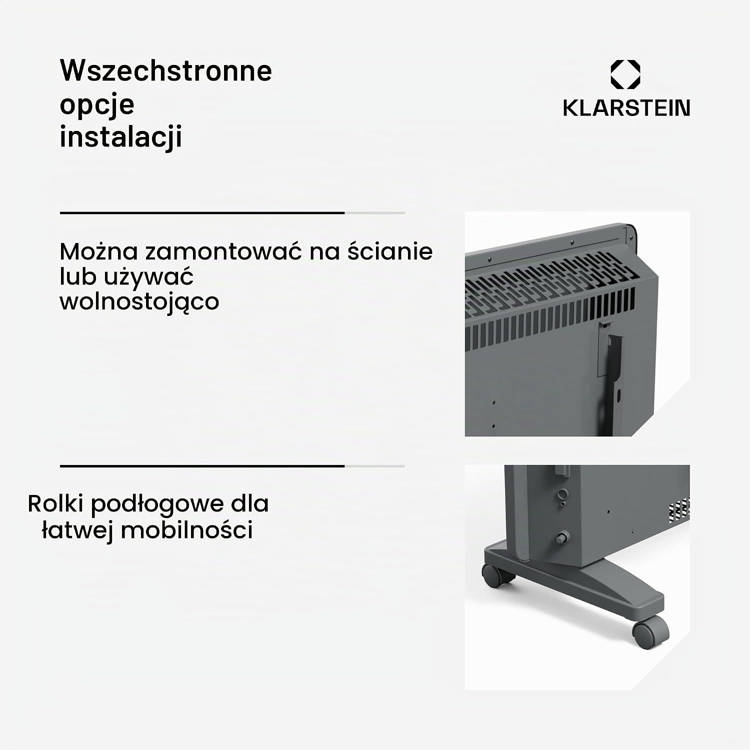 Detalle de Klarstein Bansin Smart – grzejnik konwektorowy 1500 W z aplikacją i kółkami