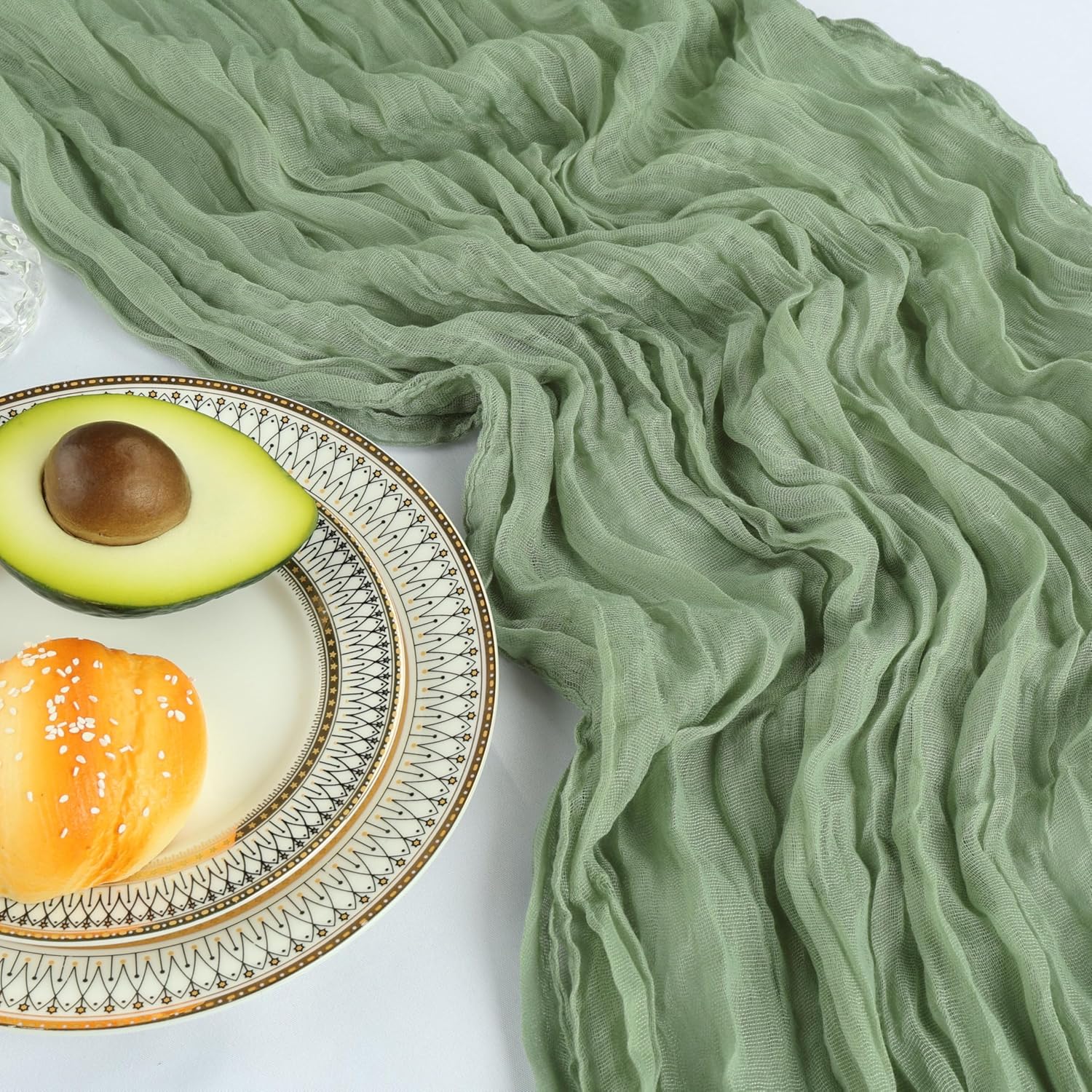 Thumbnail 4 de CKIKU 6-Pack Sage Green Cheesecloth Table Runner (10FT Each)
