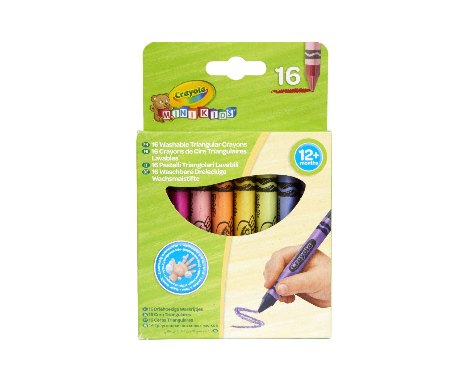 Detalle de Crayola Mini Kids Triangle Crayons, 16 Pieces, 16 Shades, 12+ Months