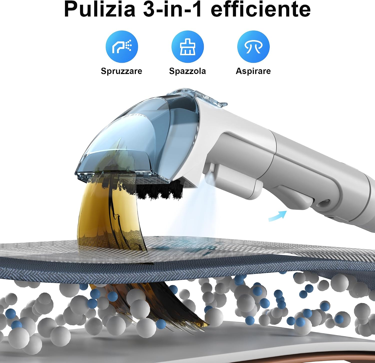 Detalle 2 de Rivenara Lavatappeti Aspirapolvere Tessuti Divani – 450 W, Lavà Tappezzeria, Asciuga e Aspira