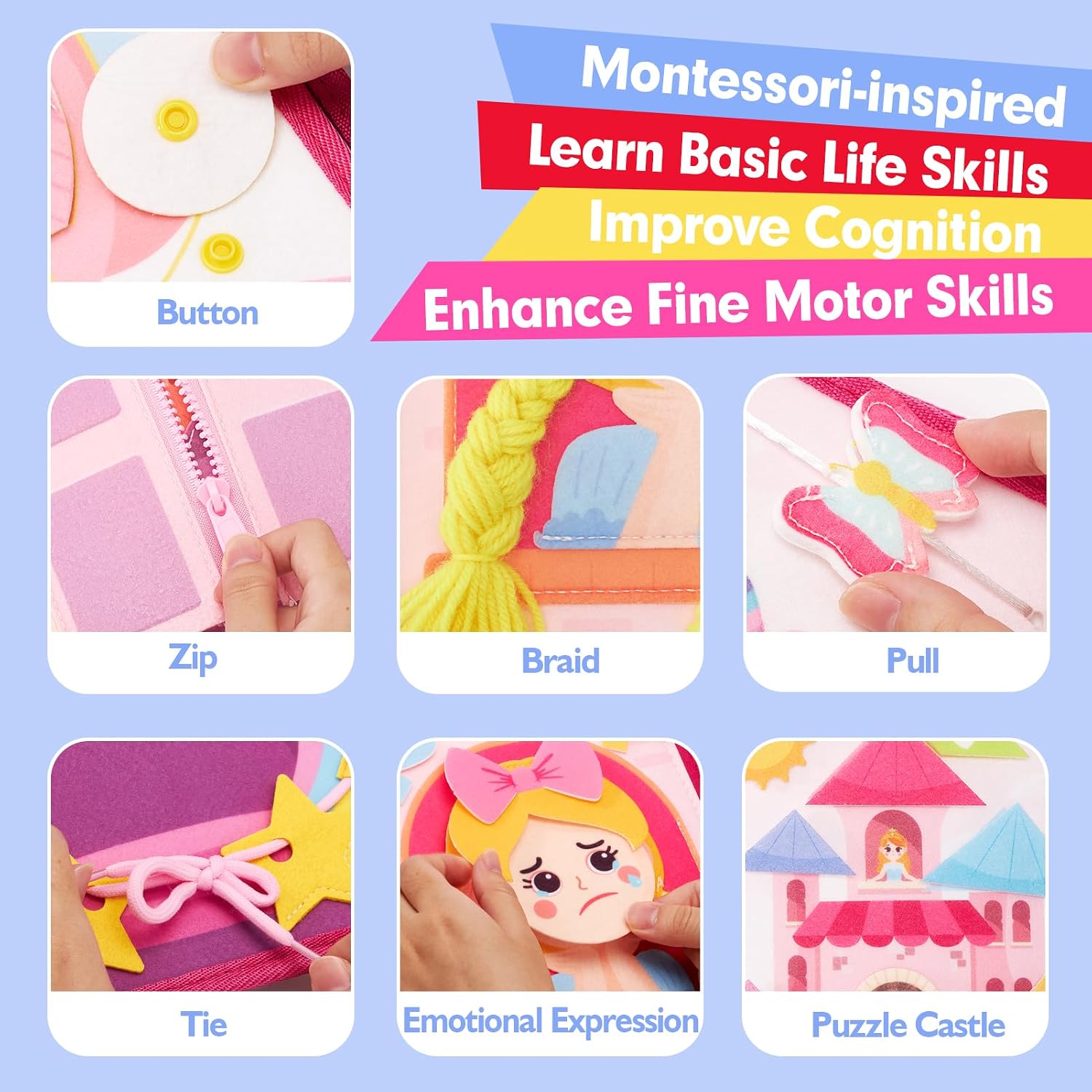 Thumbnail 3 de hahaland CF-TBB09. Princess Felt Busy Book, 20 Activities Across 8 Pages