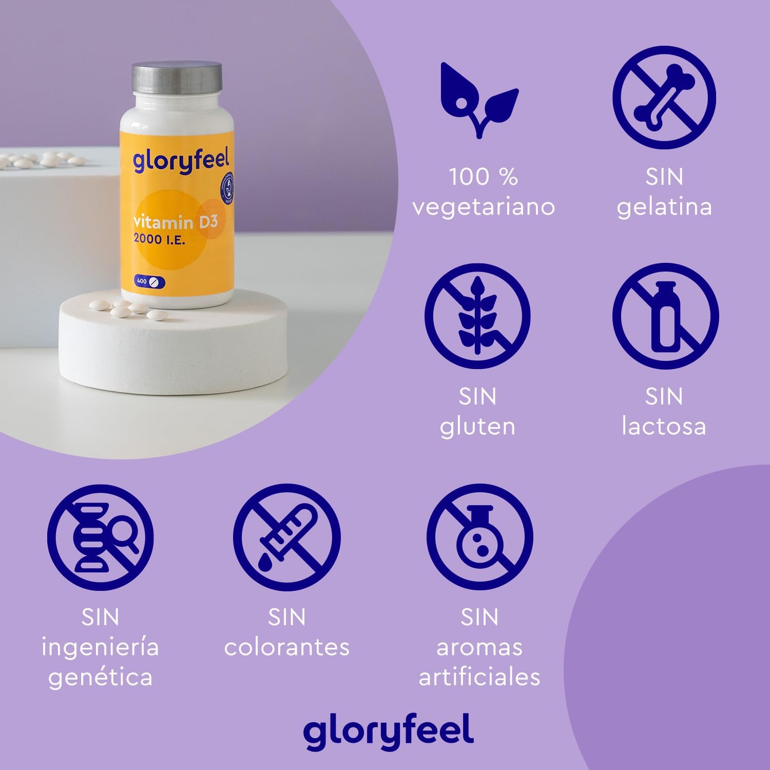 Detalle de Vitamina D3 2000UI 400 tabletas 💊