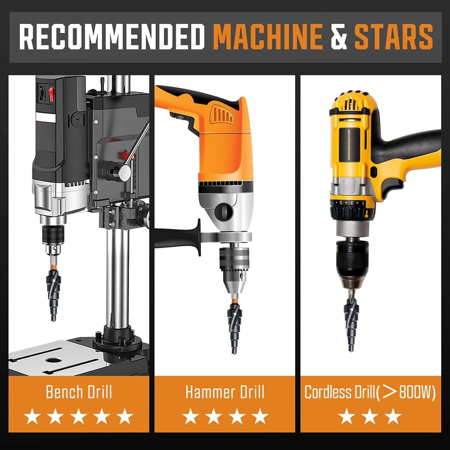 Thumbnail 5 de Premium HSS Cobalt Spiral Step Drill Bit Set 3PCS