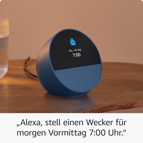 Detalle de Amazon Echo Spot (neuste Generation) – Smarter Wecker mit Alexa, schwarzes Gehäuse