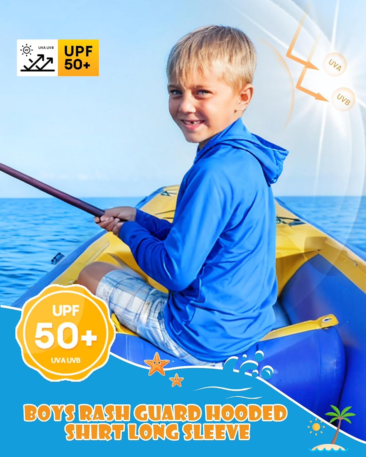 Thumbnail 3 de SEAOYOZO Boys Rash Guard Hoodie UPF 50+