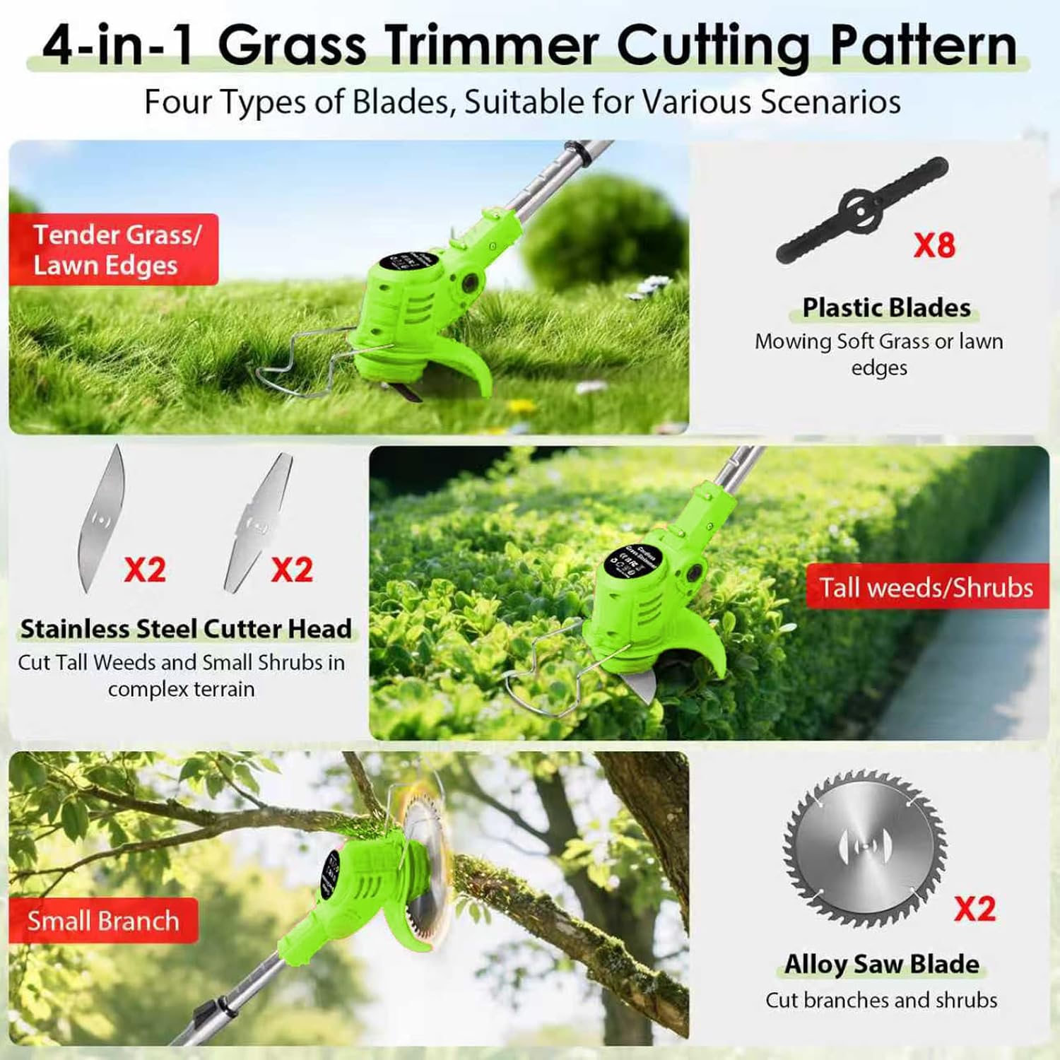 Thumbnail 6 de Electric Cordless 21V Grass Strimmer 2x2000mAh