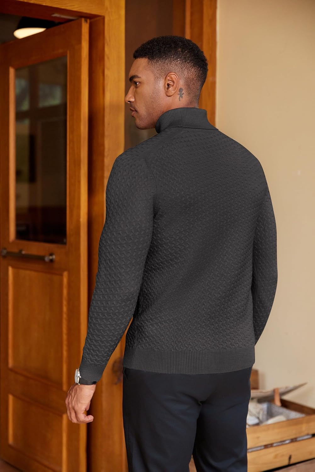 Thumbnail 3 de COOFANDY Pull Col Roulé Homme en Maille Doux — Élégance et Confort pour l’Hiver