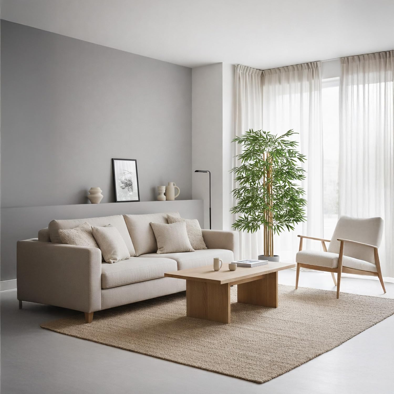 Detalle 2 de Maia Shop Bambou Artificiel – Arbre décoratif 180 cm, pot inclus, sans entretien