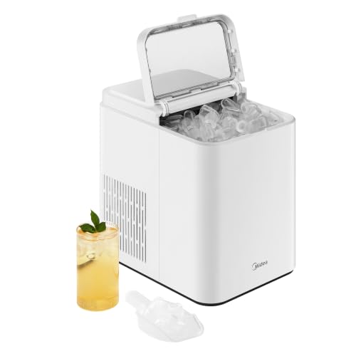 Detalle de Midea MERI12BG01EU: Macchina del ghiaccio 12 kg/24h, 8 cubetti in 6–9 minuti, Bianco