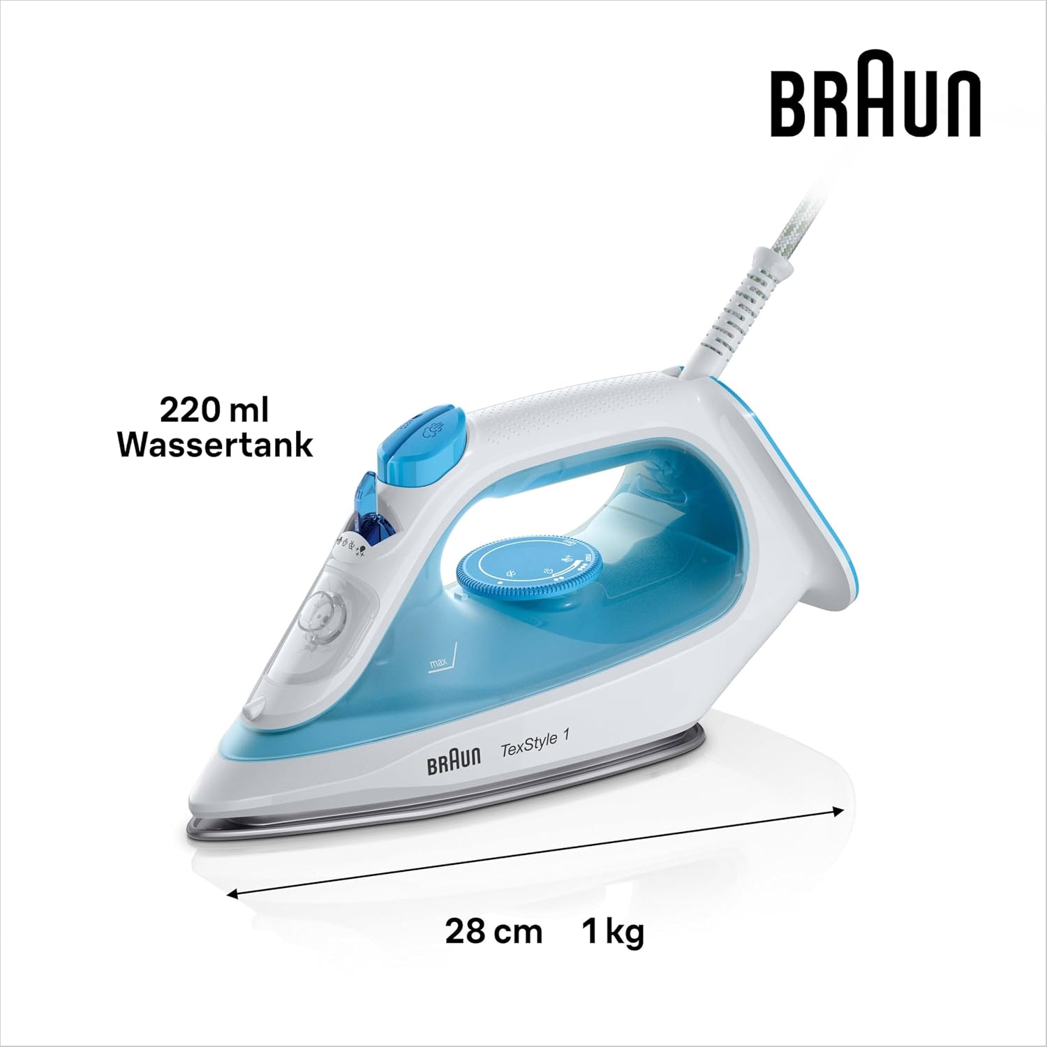 Thumbnail 2 de Braun TexStyle 1 Dampfbügeleisen SI 1050BL – 2000 W, SuperCeramic Bügelsohle, Vertikaldampf, 220 ml