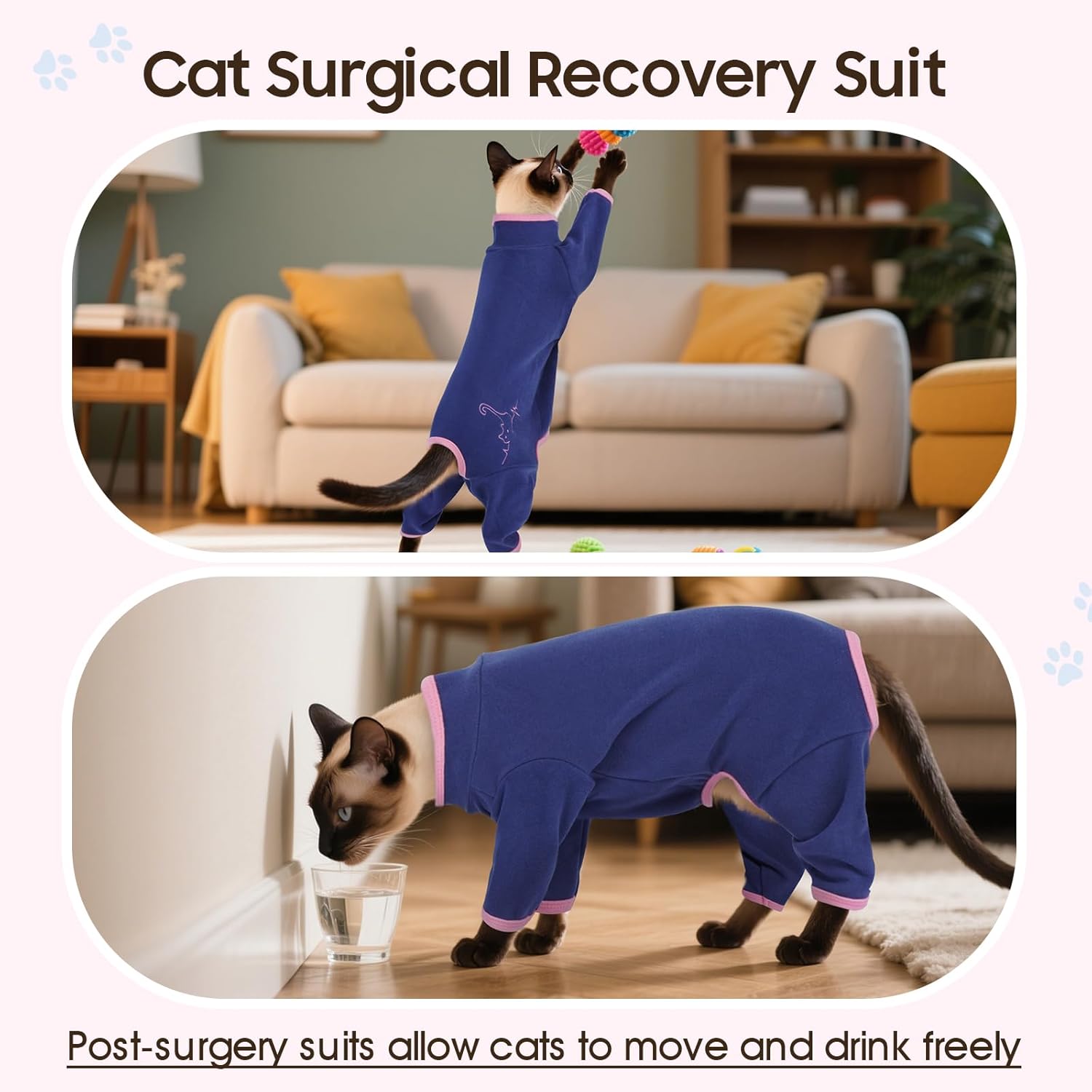 Thumbnail 3 de OUOBOB Sphynx Cat Recovery Suit – soft anti-licking & hair control bodysuit for after surgery (Blue, 2XL)