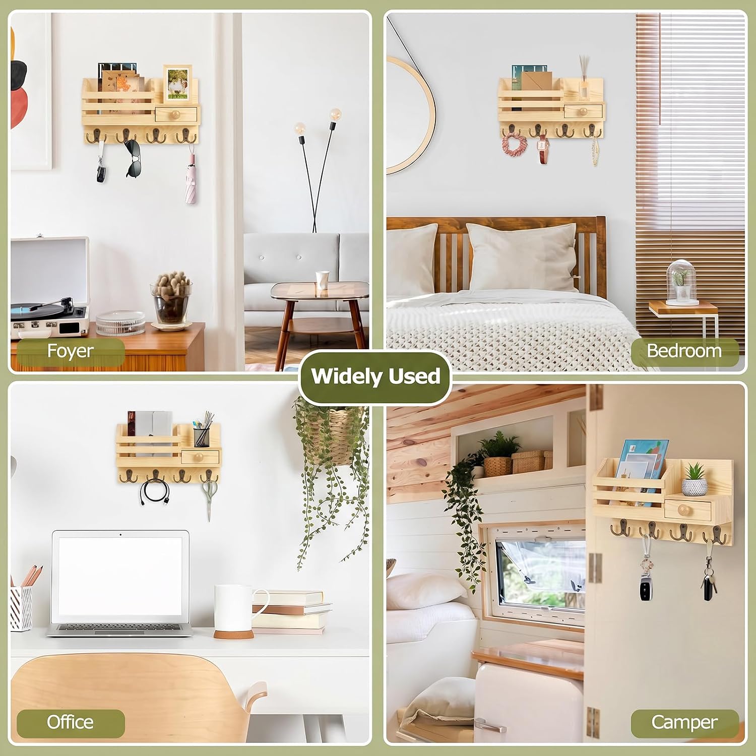 Thumbnail 5 de HOMEBROS RS-CTGGNR-US Wall-Mounted Key and Mail Organizer, 8 Hooks
