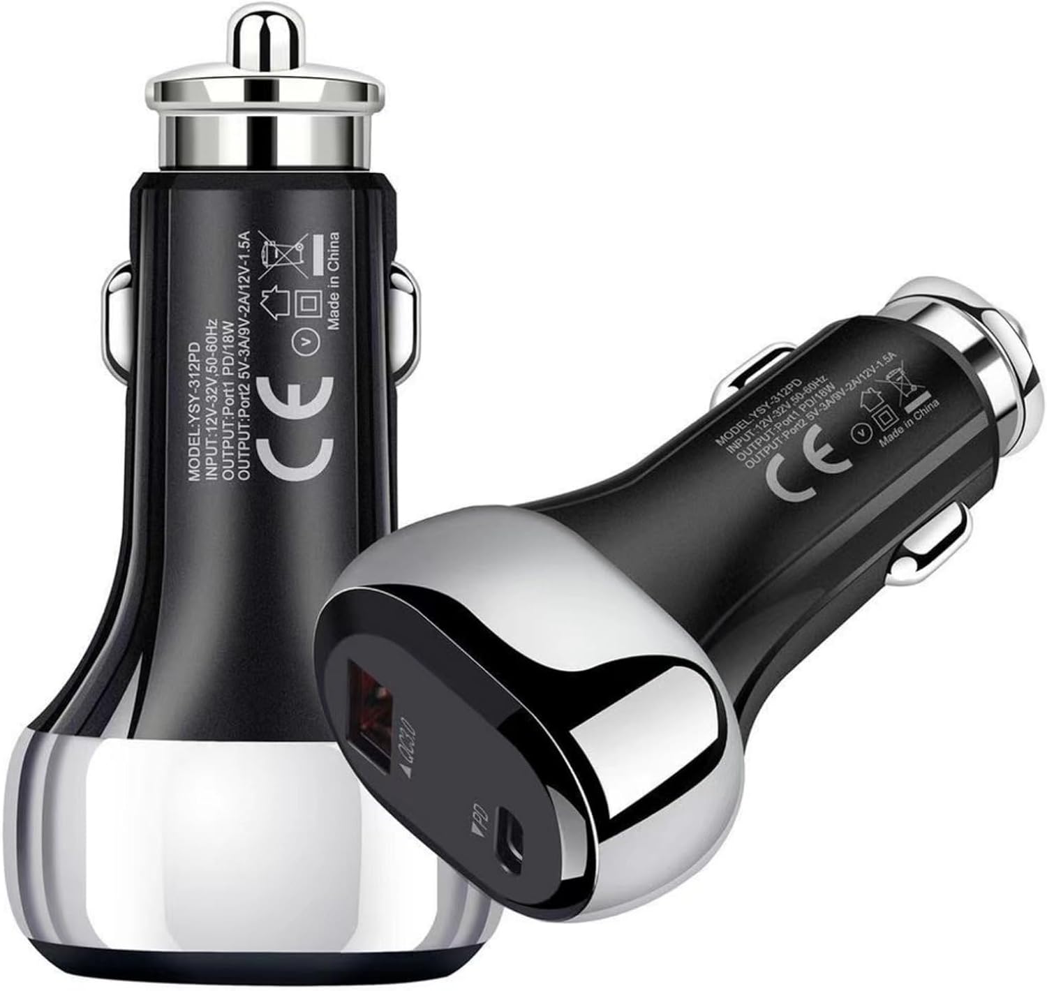 Thumbnail 1 de NAERSI USB-C Car Charger Adapter Fast Charge 36W (Dual Port, All-Metal, Compact) – Black