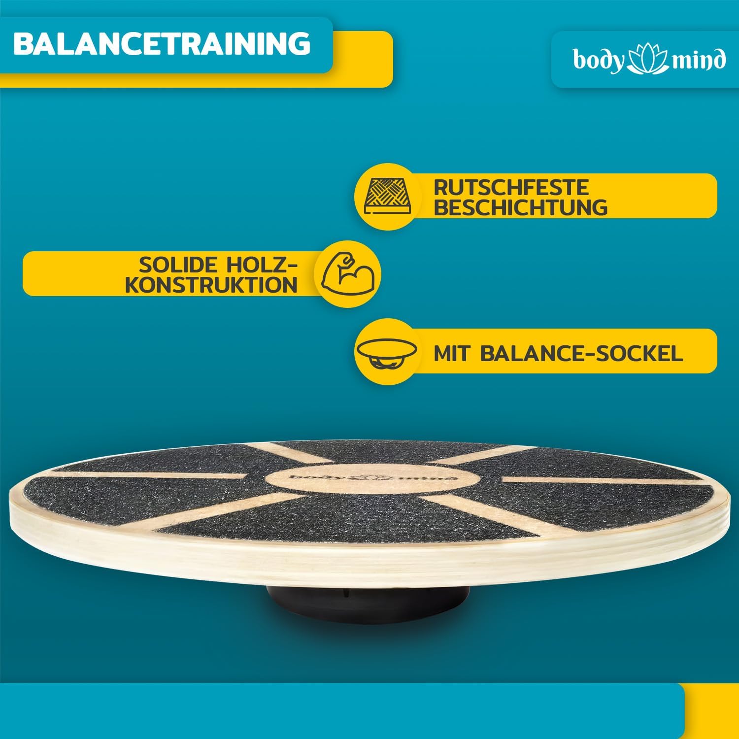 Detalle 2 de Balance-Board Deluxe Wackelbrett – Physiotherapie-Training mit kostenlosem E-Book