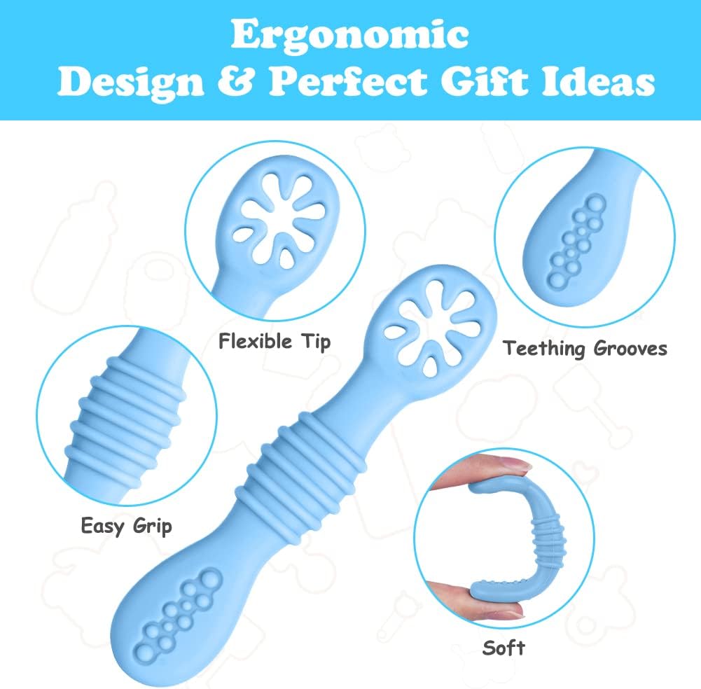 Thumbnail 3 de Vicloon 4-Piece Baby Fork and Spoon Silicone Set for Self-Feeding