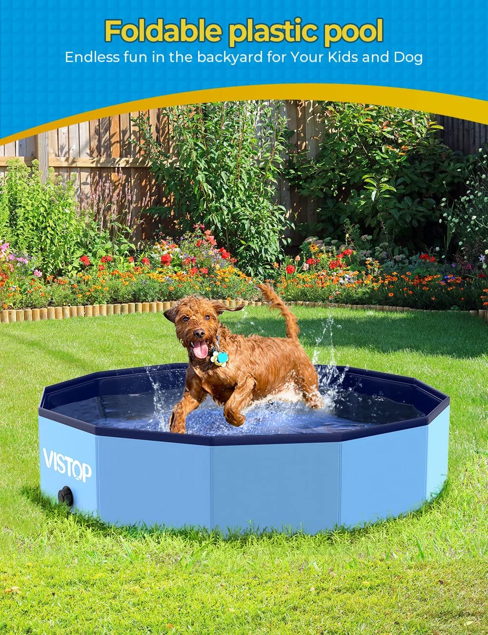 Thumbnail 6 de VISTOP Medium Foldable Dog Pool (37 inch) with Hard Plastic Shell