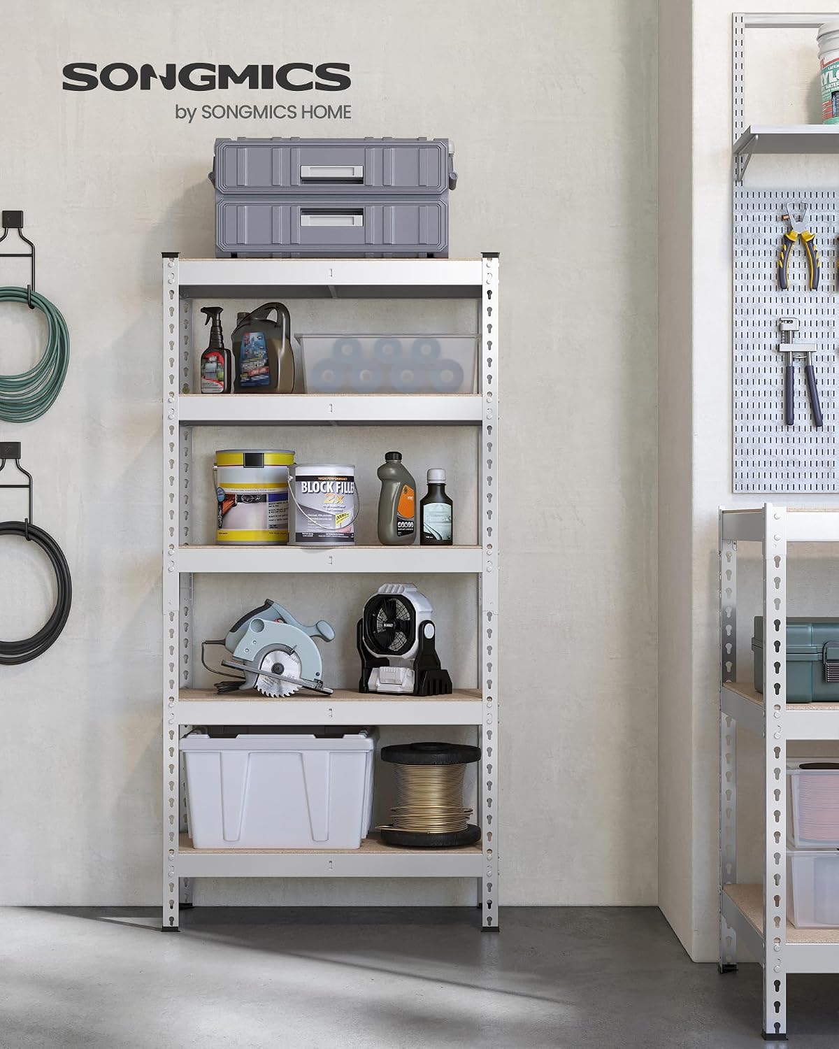 Detalle de SONGMICS GLR300EZ03 förvaringshylla med 5 hyllplan, silver