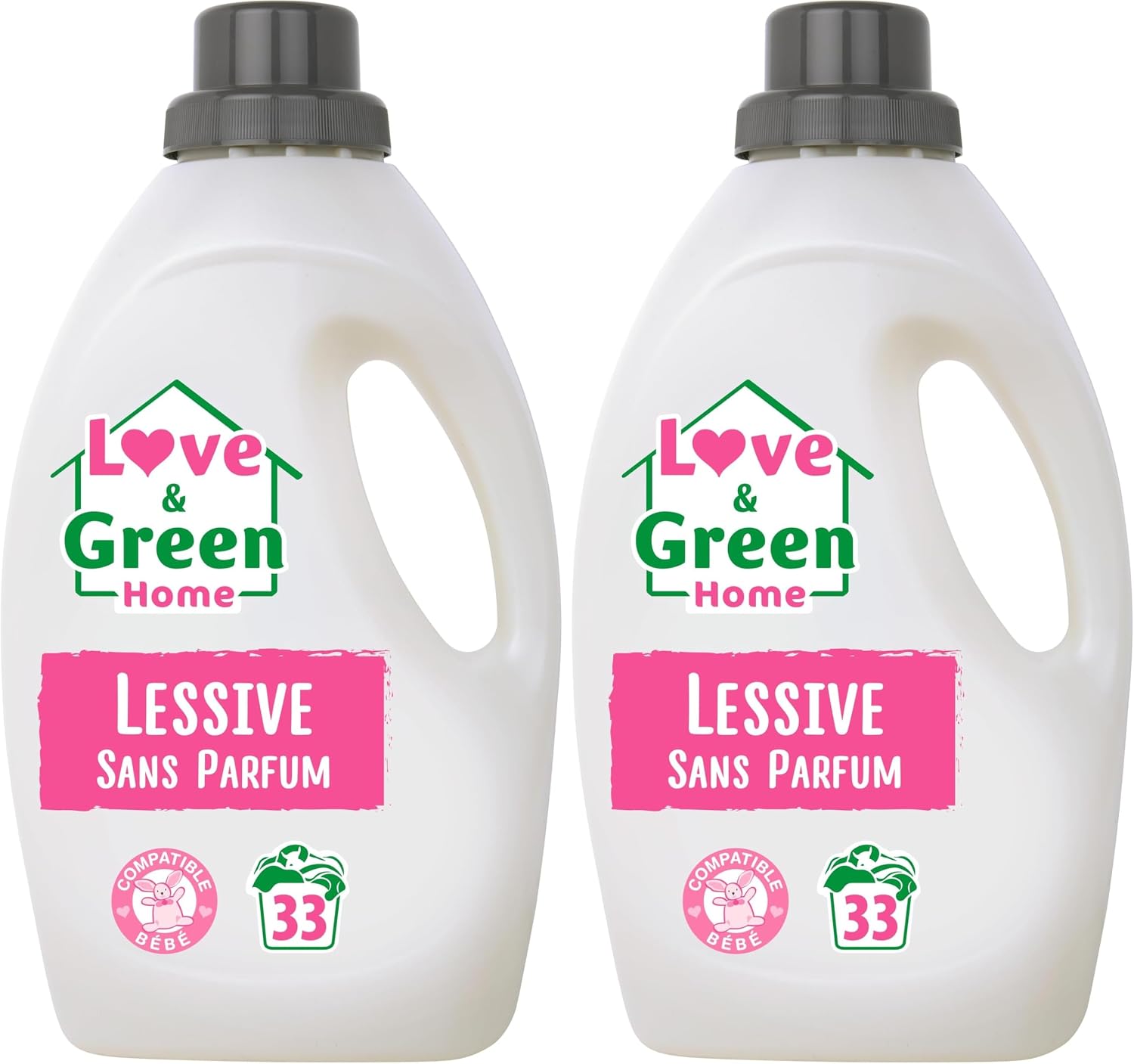 Detalle 1 de Love & Green Home Lessive écologique rechargeable sans parfum certifiée Dermatest 5 étoiles – 1,5 L (jusqu’à 33 lavages)