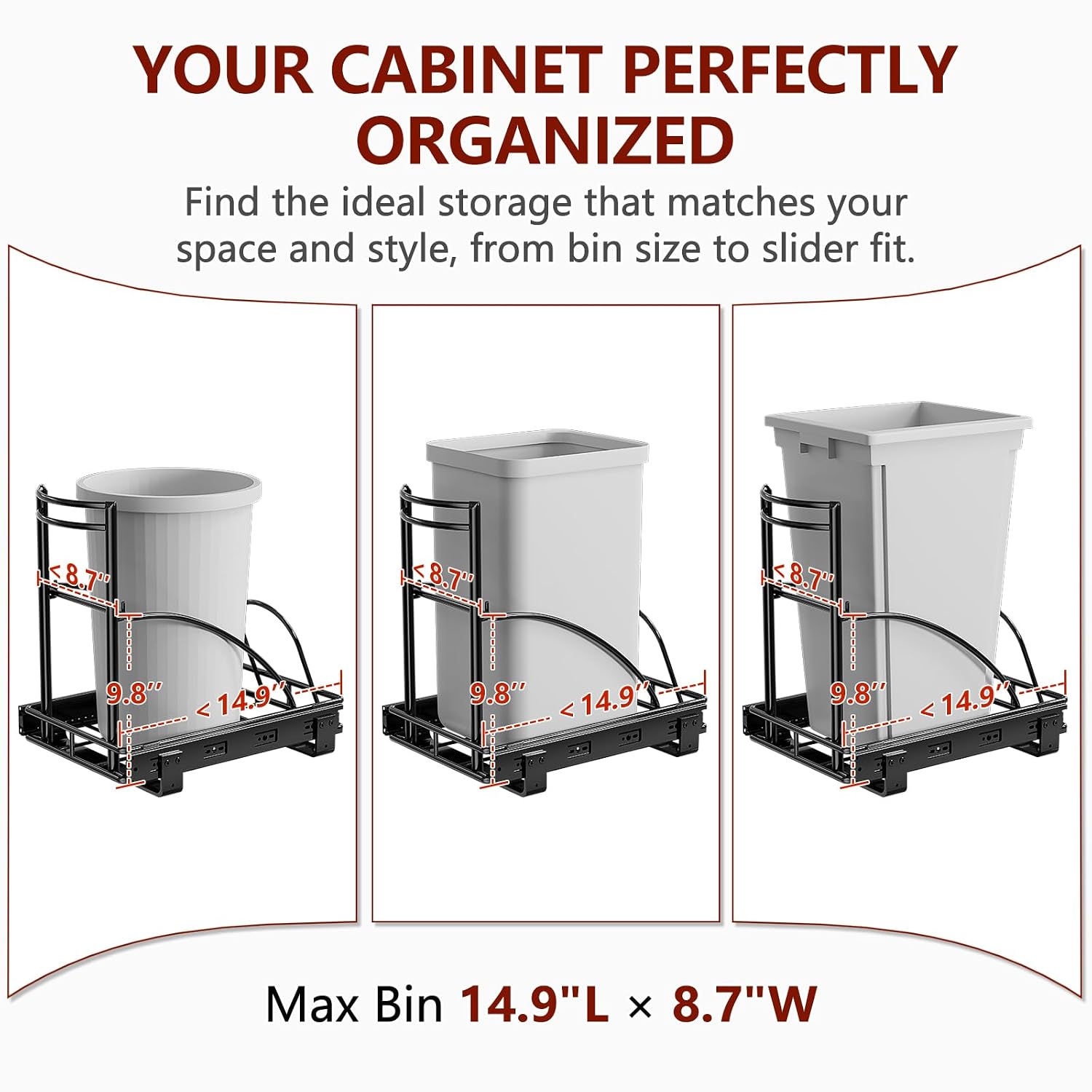 Thumbnail 6 de ANASTA Under-Sink Pull-Out Trash Can Frame for 7–13 Gallon Bins