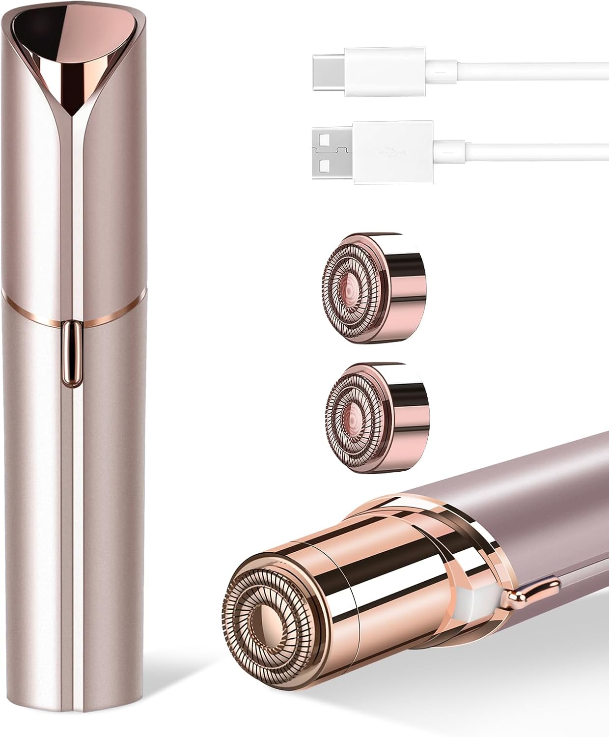 Detalle de Portable Facial Hair Remover for Women (Rechargeable) with 2 Replacement Heads for Face, Upper Lip & Chin
