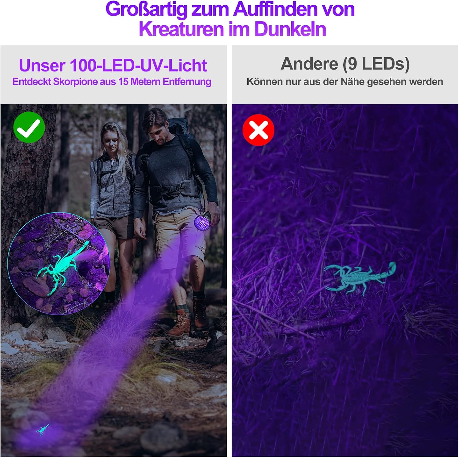 Thumbnail 4 de Vansky UV Lampe 395nm Schwarzlicht Taschenlampe