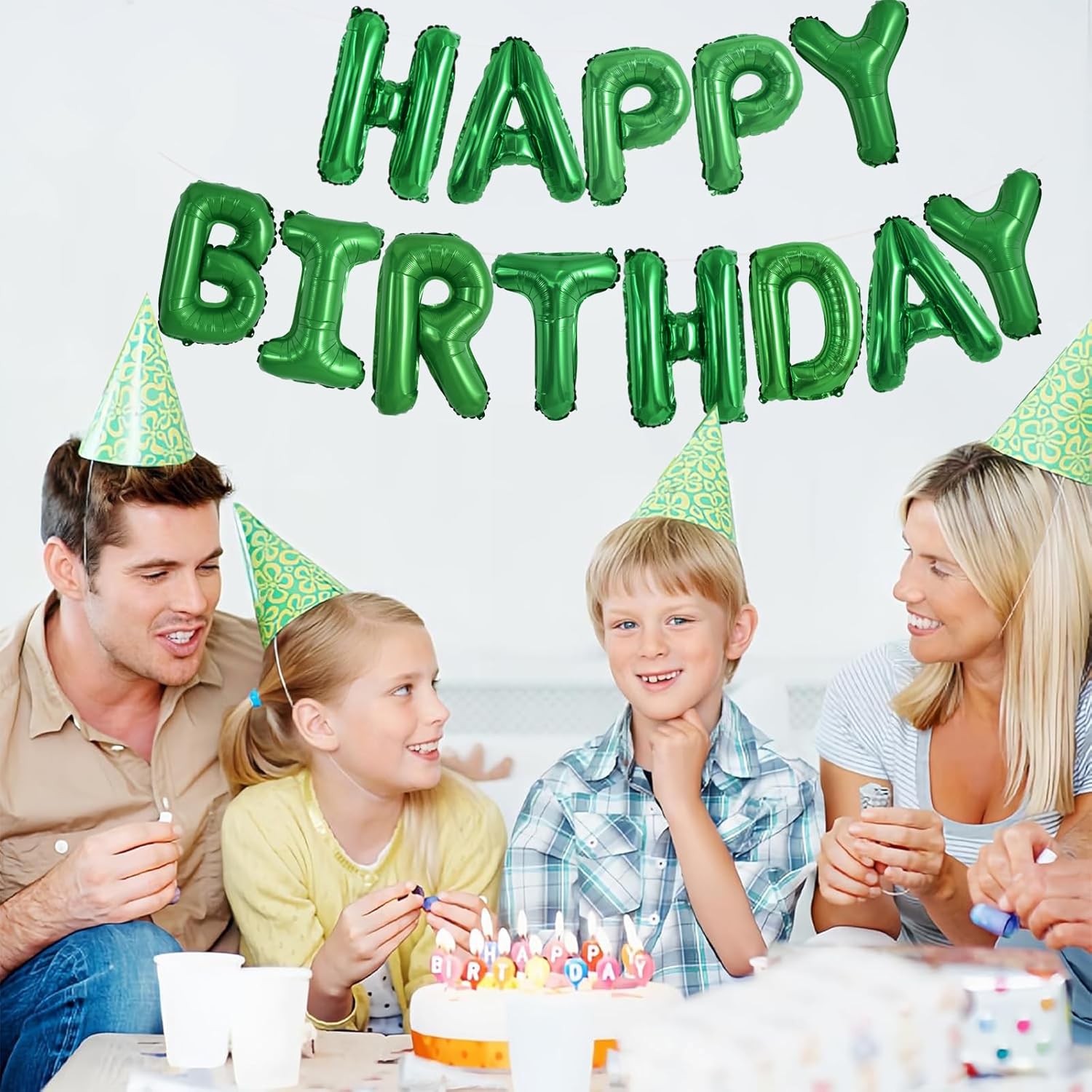 Detalle de TONIFUL Green Mylar "Happy Birthday" Banner 16" 🎈