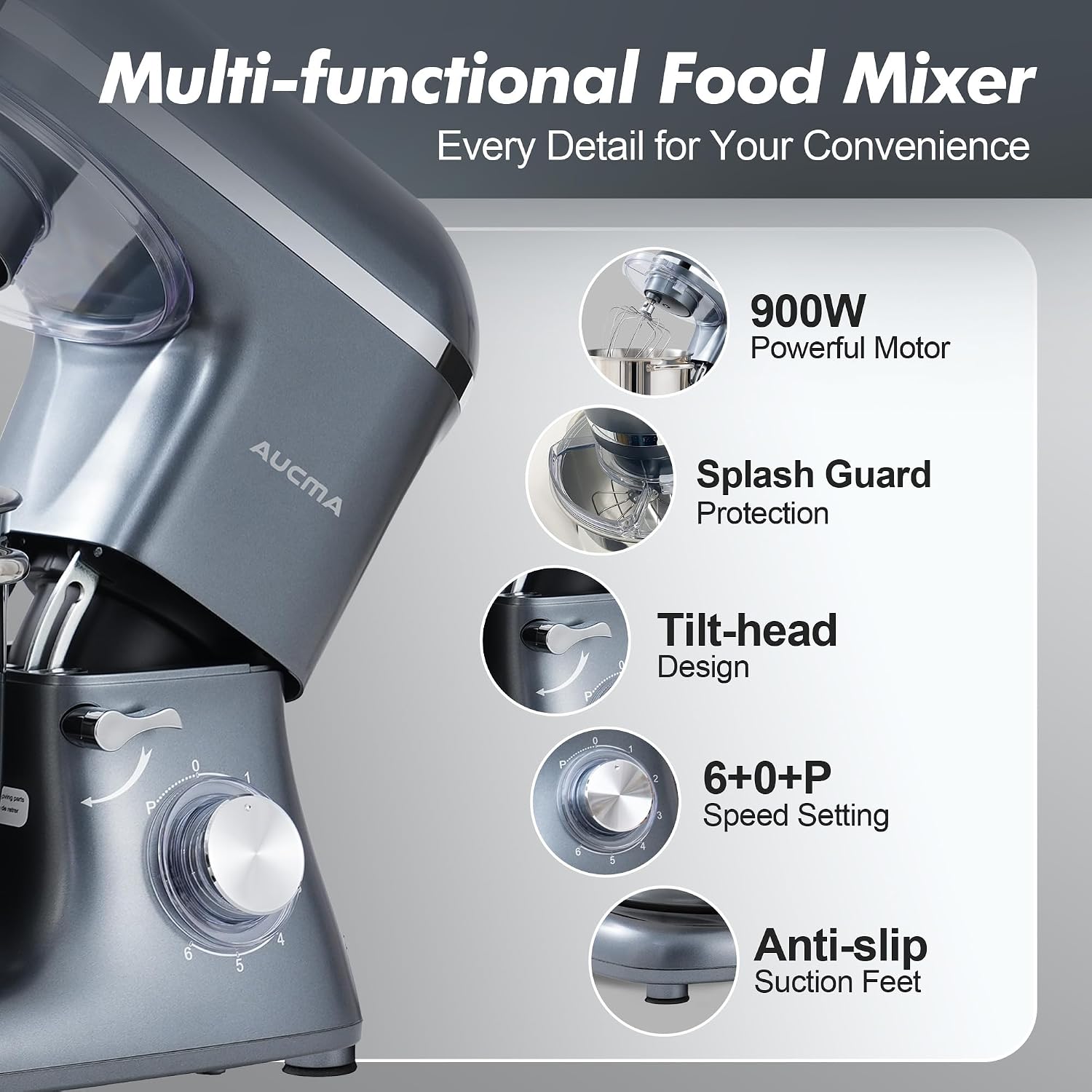 Thumbnail 4 de Aucma Stand Mixer 8QT