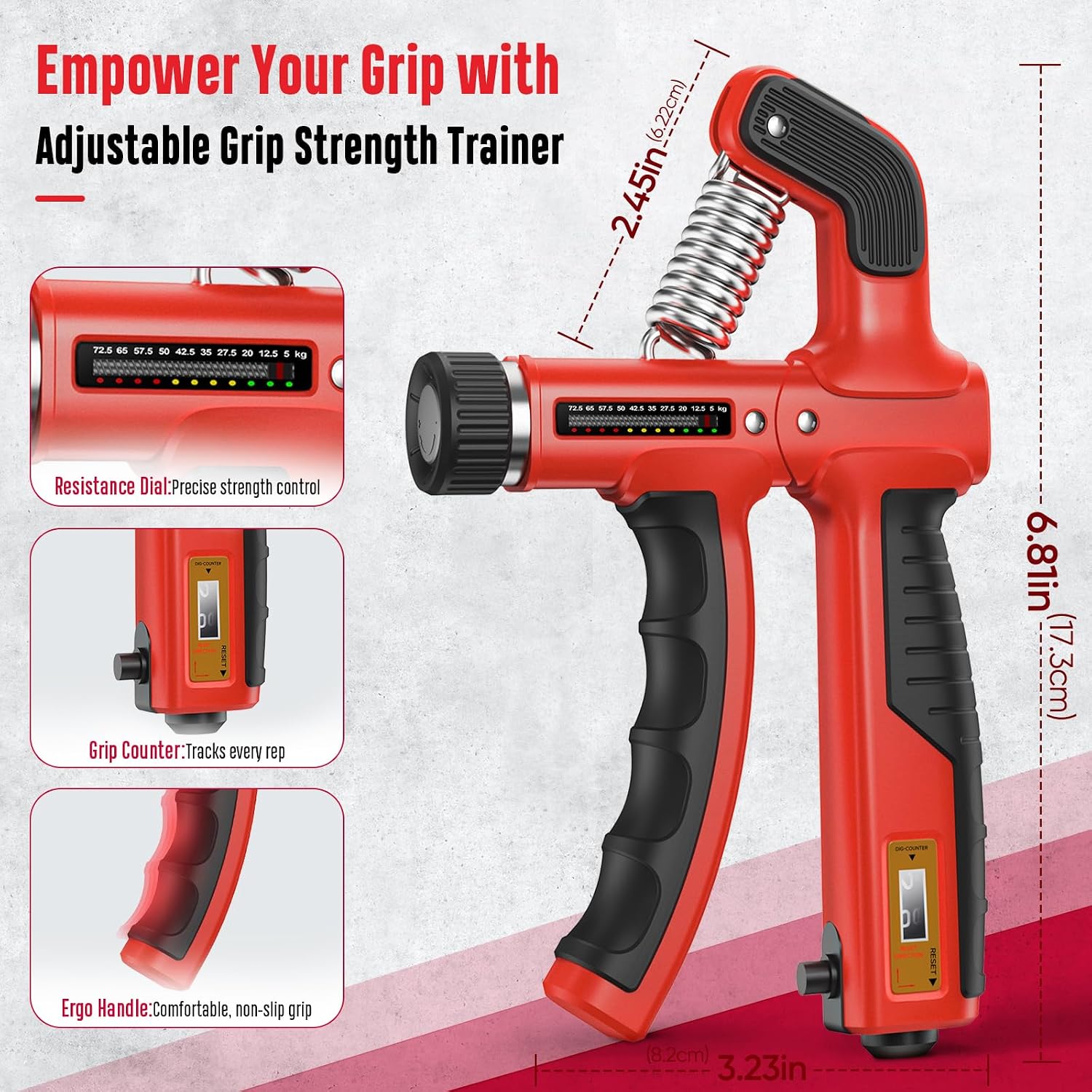 Detalle 2 de FitBeast Grip Strengthener Kit (6 Pack) with Adjustable Resistance & Built-in Force Gauge
