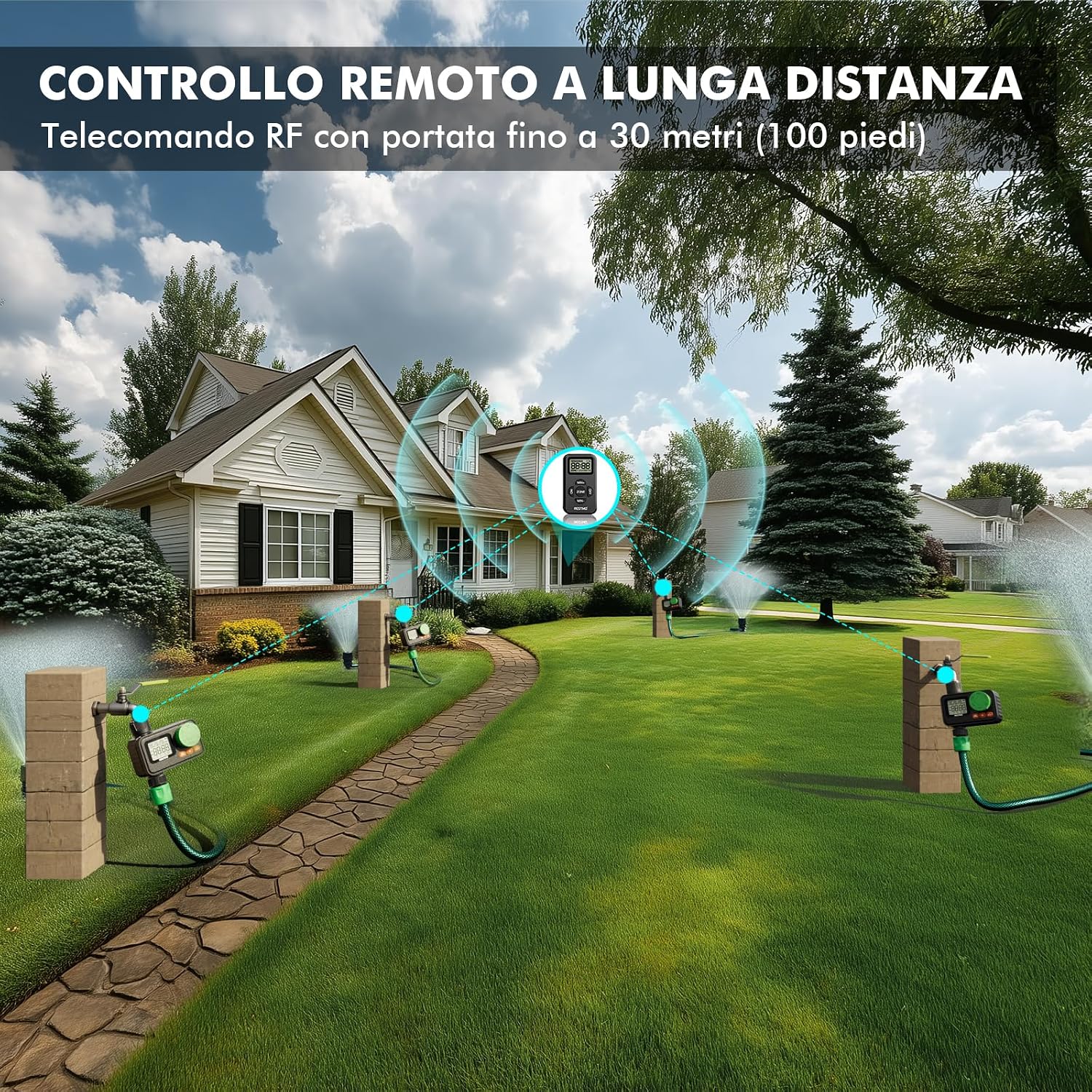 Detalle de RESTMO Timer per acqua telecomandato RF: controllo sociale dell’irrigazione esterna con avanzate funzioni