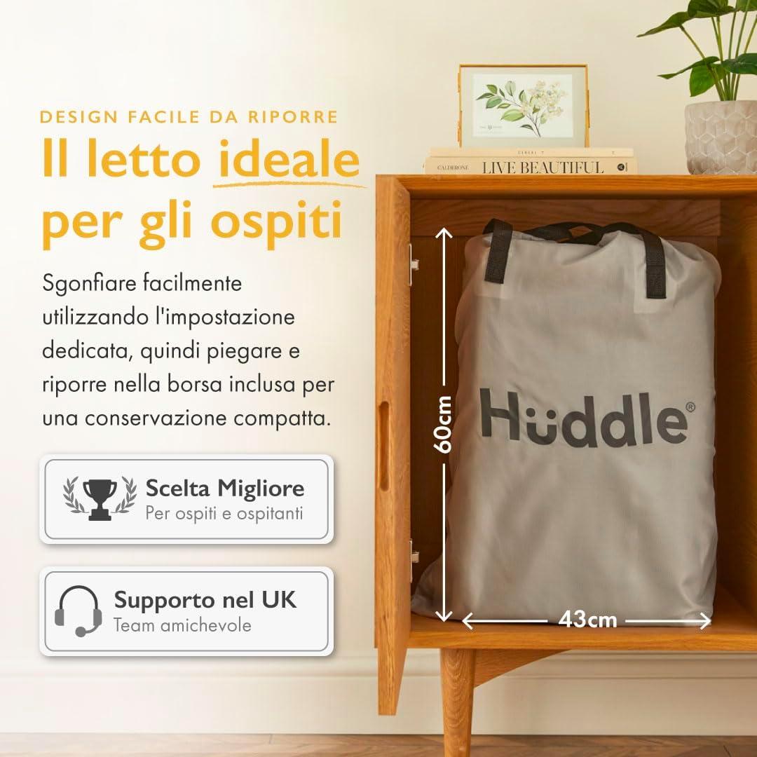 Thumbnail 5 de Huddle Lite: Materasso Gonfiabile con Pompa Integrata, altezza rialzata per campeggio, ospiti e camere extra