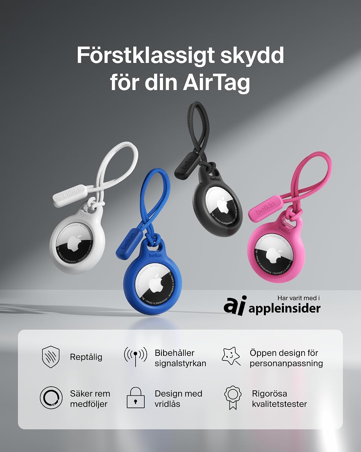 Thumbnail 1 de Belkin Secure Holder AirTag-hållare med rem, svart reptåligt hårdskal
