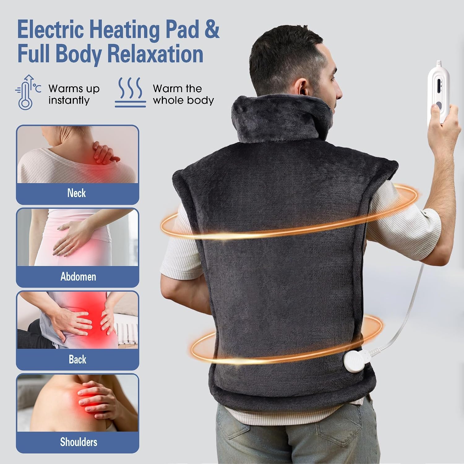 Detalle de Tefici NA-H1622D Electric Heating Pad, 24" × 33", 3 Heat Levels